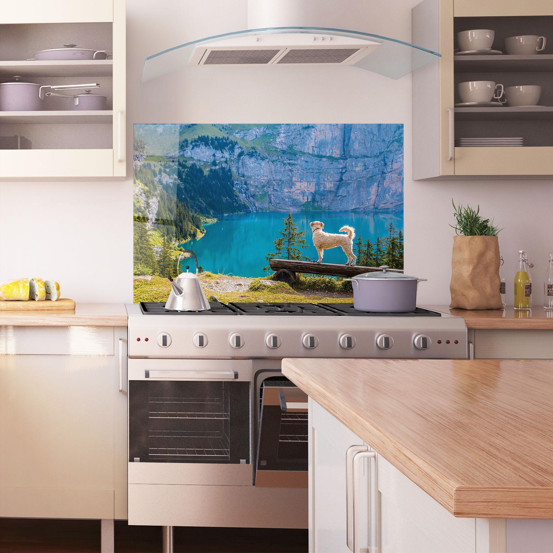 Küchenrückwand Glas Dog mockup 1