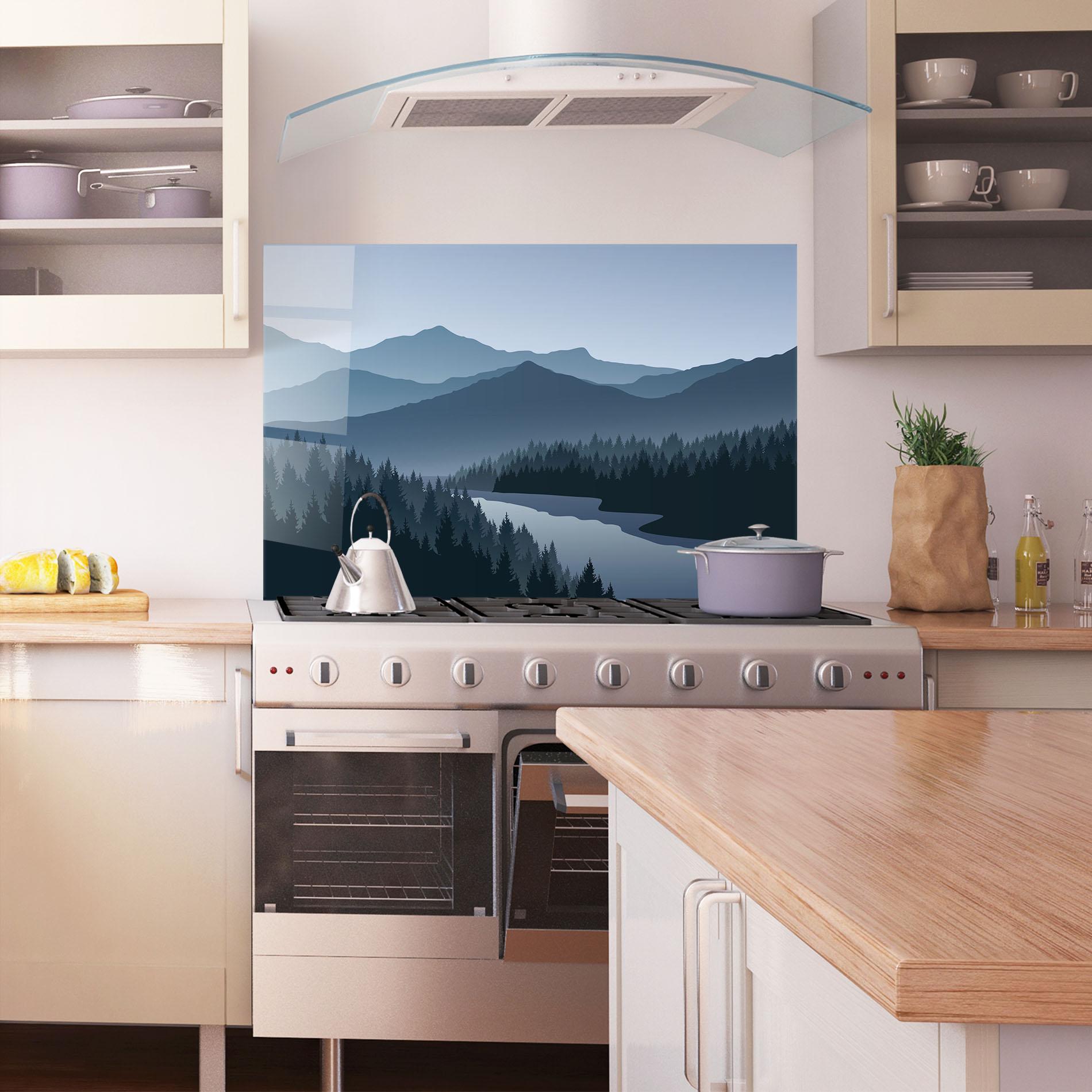 Küchenrückwand Glas Grey Mountain mockup 1