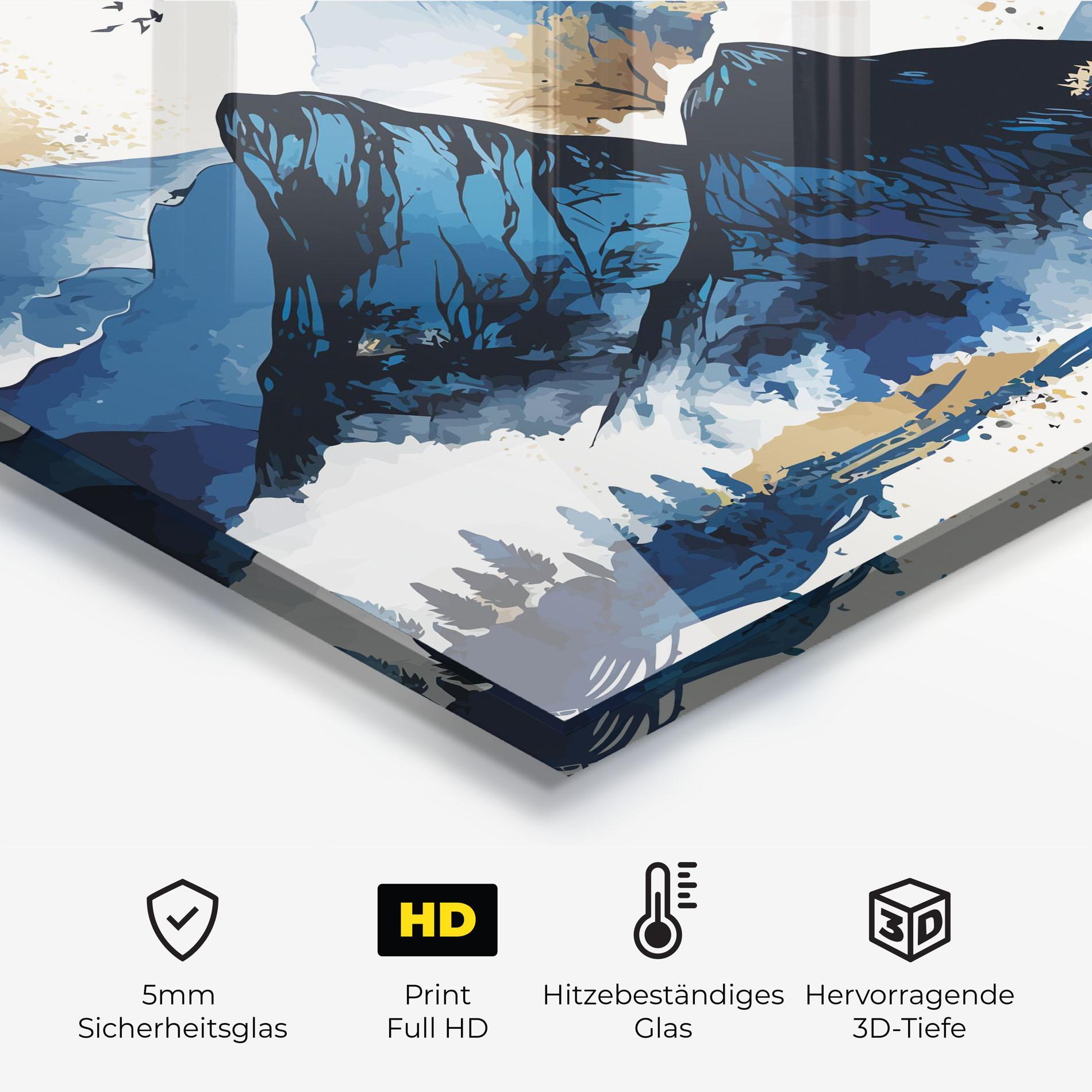 Küchenrückwand Glas Blue Mountain Moon mockup 2