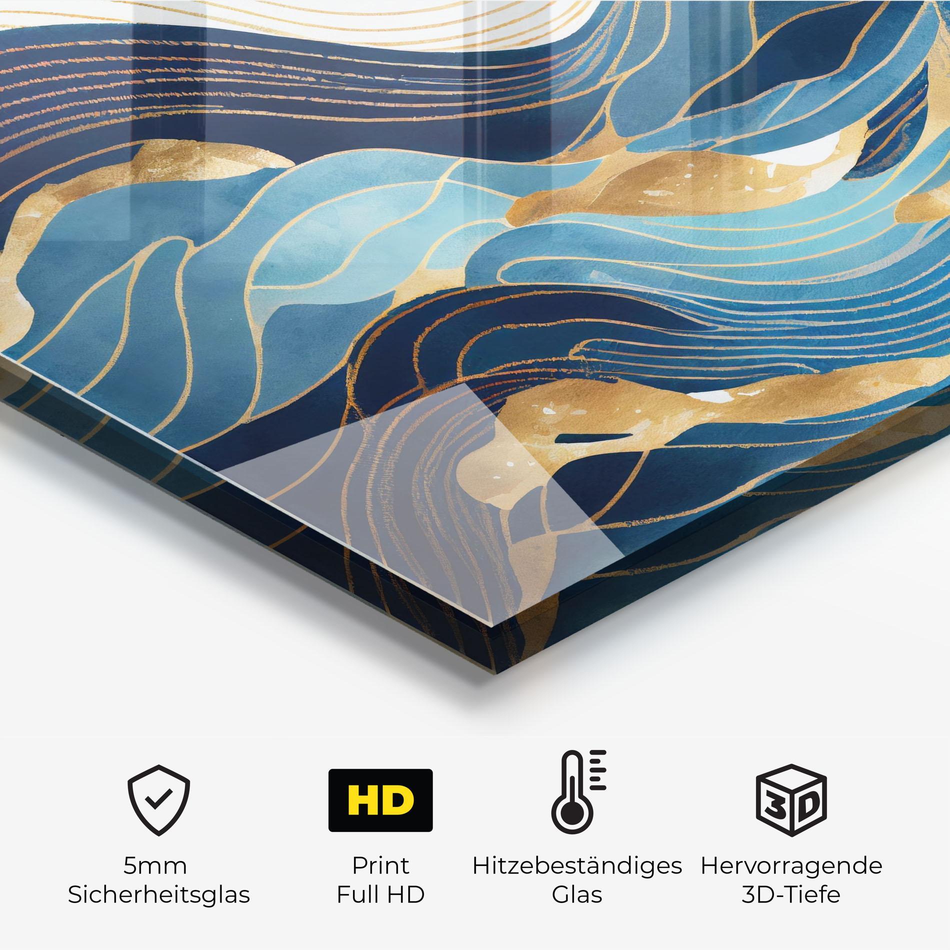 Küchenrückwand Glas Blue Wave Mountain mockup 2