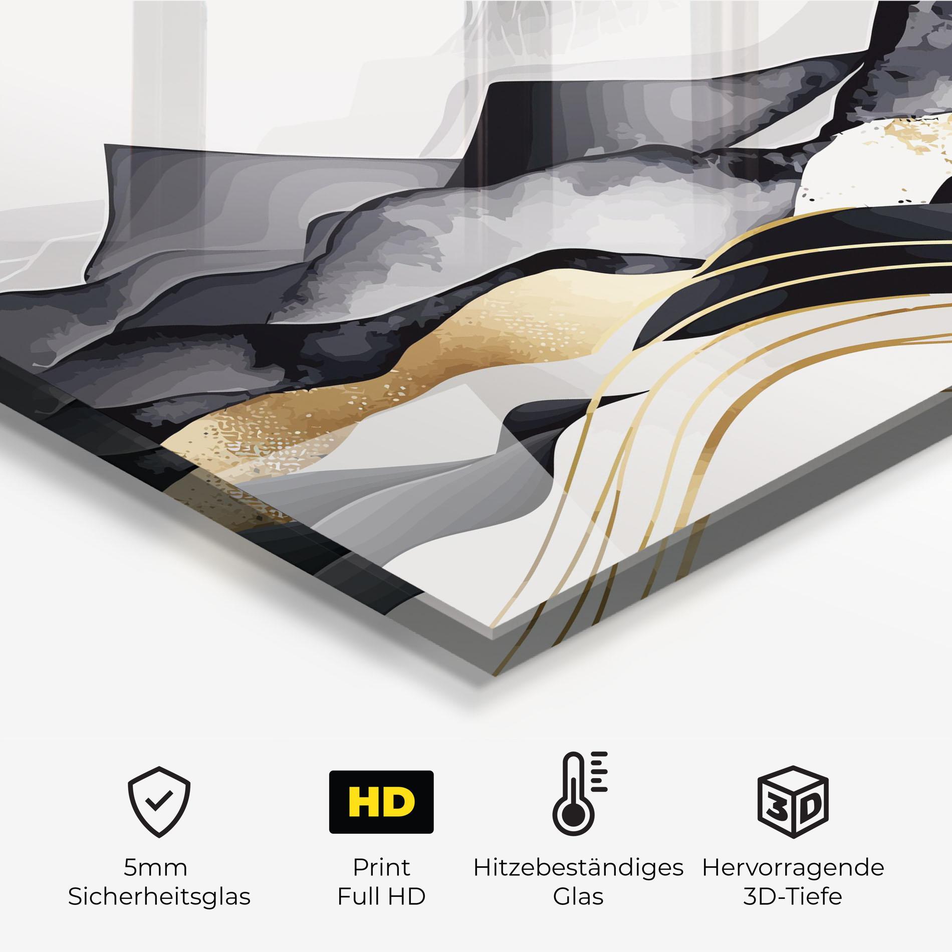 Küchenrückwand Glas Gold Black Mountain mockup 2