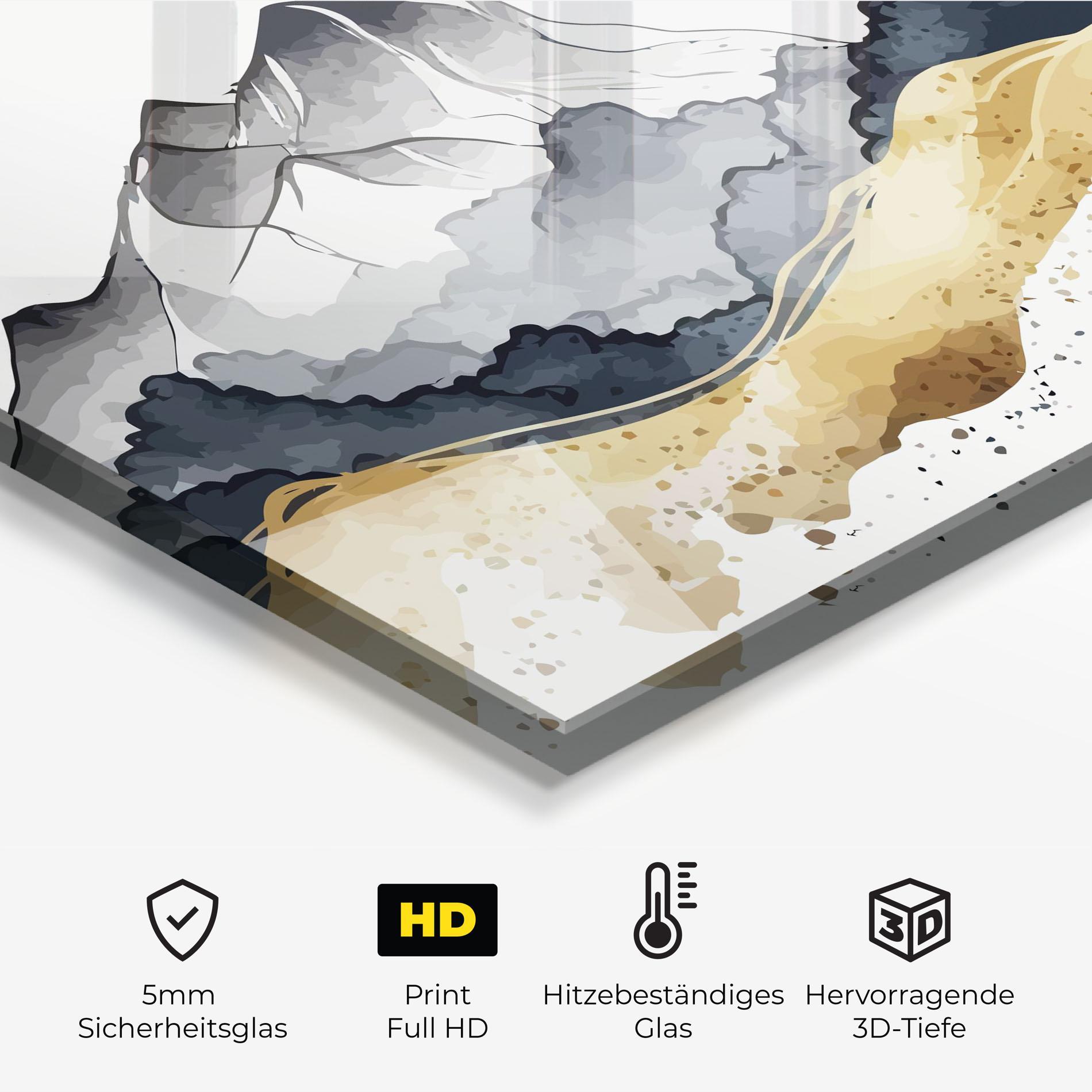 Küchenrückwand Glas Grey Gold Mountain mockup 2