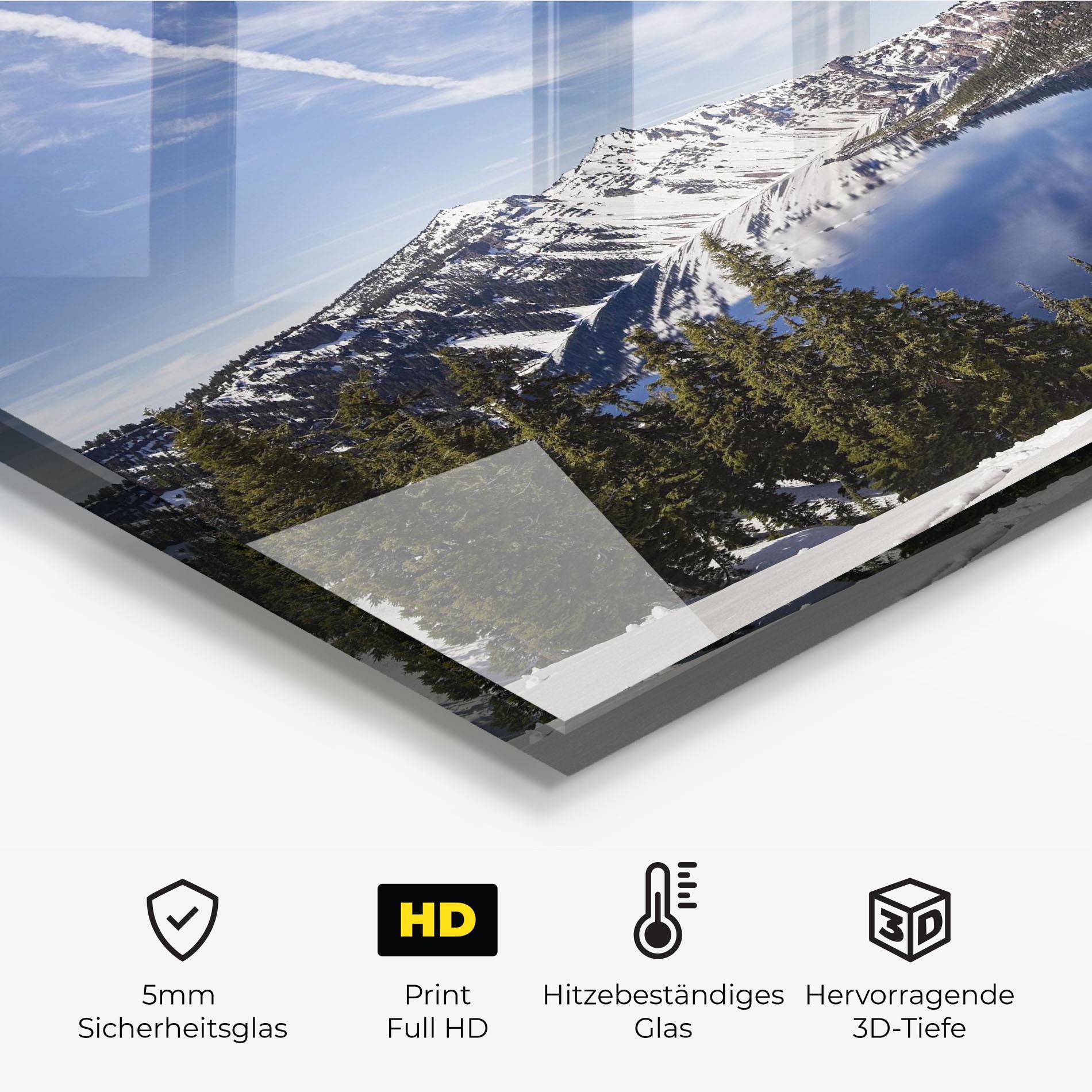 Küchenrückwand Glas White Snowy Mountain mockup 2