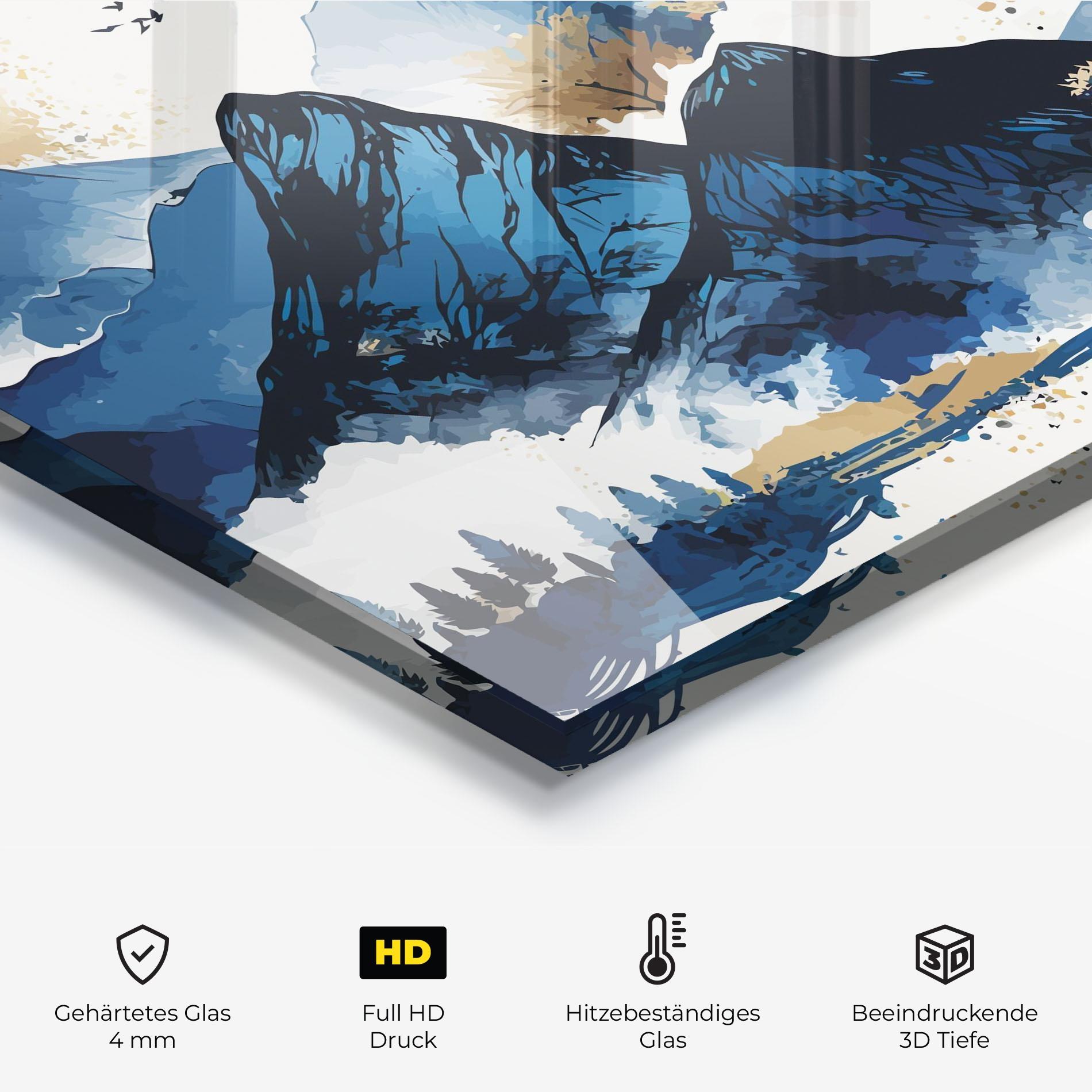 Küchenrückwand Glas Blue Mountain Moon mockup 2