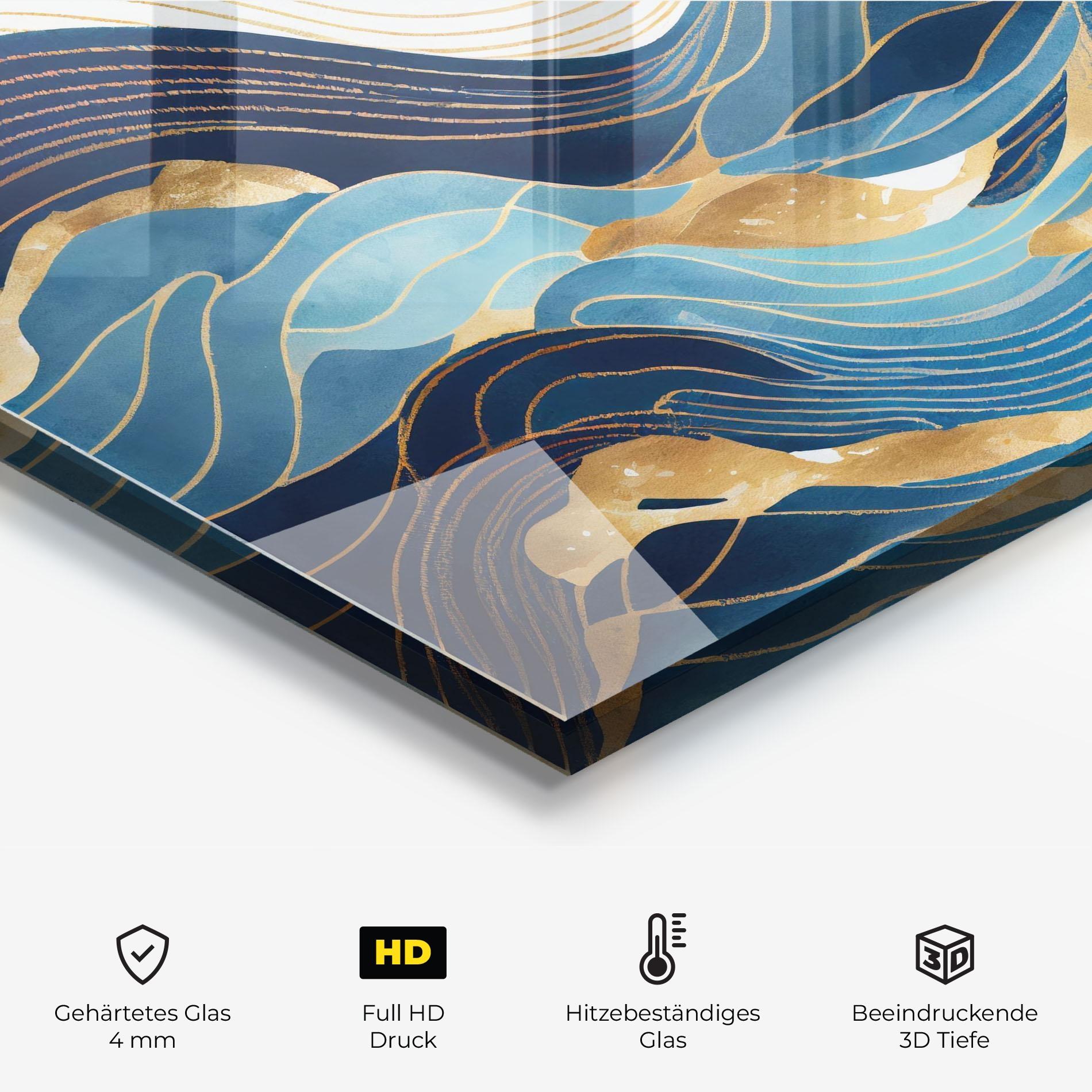 Küchenrückwand Glas Blue Wave Mountain mockup 2