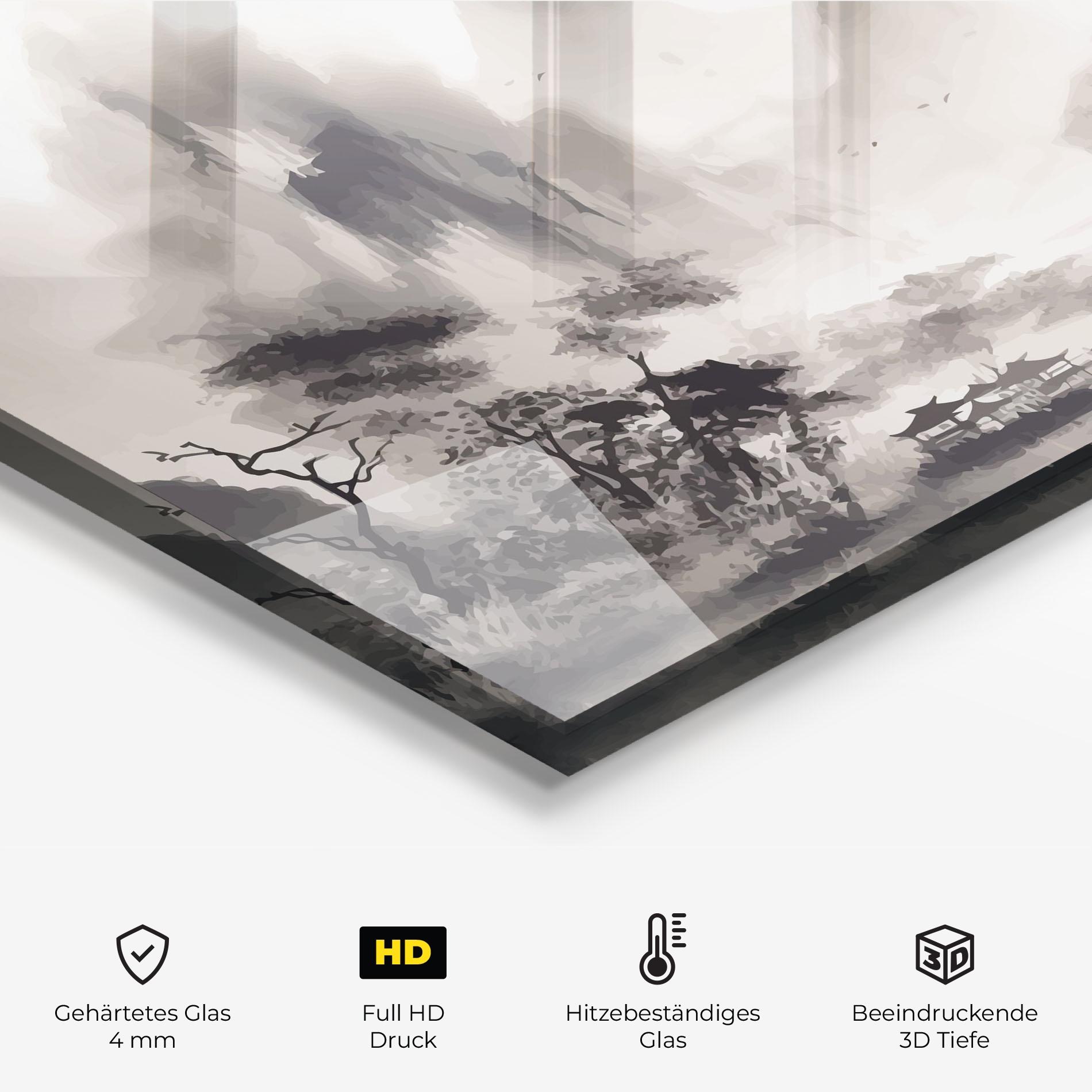 Küchenrückwand Glas Far Away Mountain mockup 2