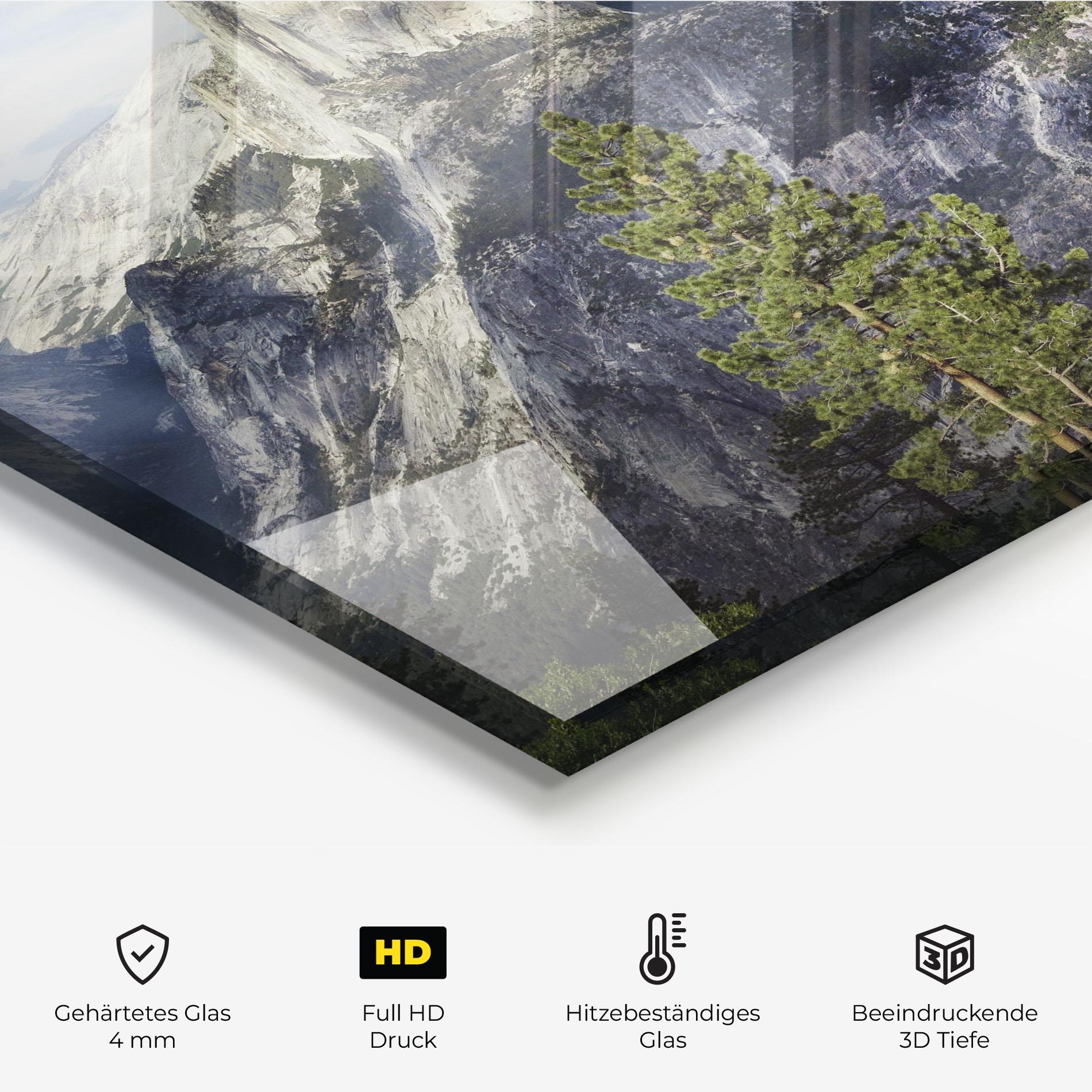 Küchenrückwand Glas Foggy Day Mountain mockup 2