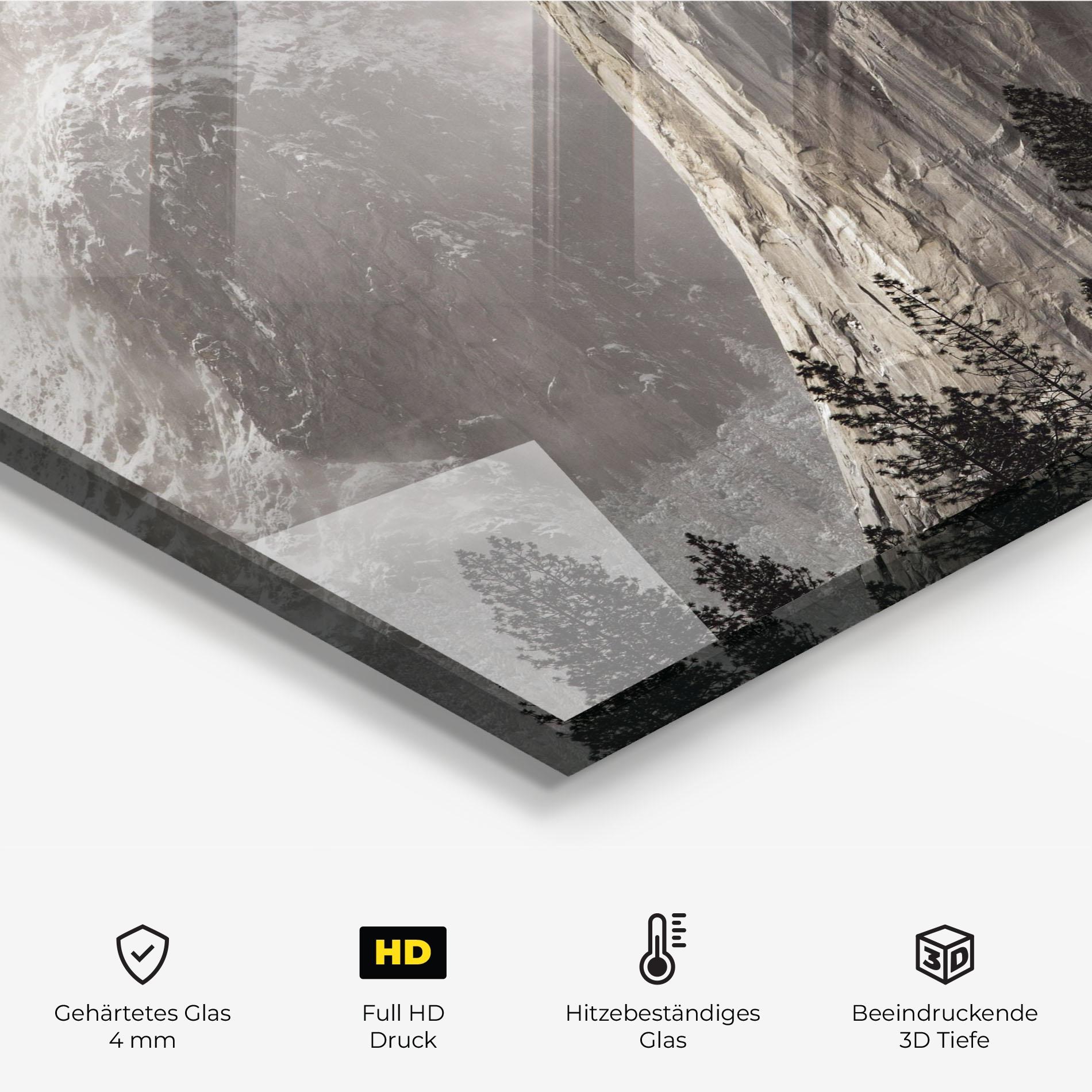 Küchenrückwand Glas Green Tree Mountain mockup 2