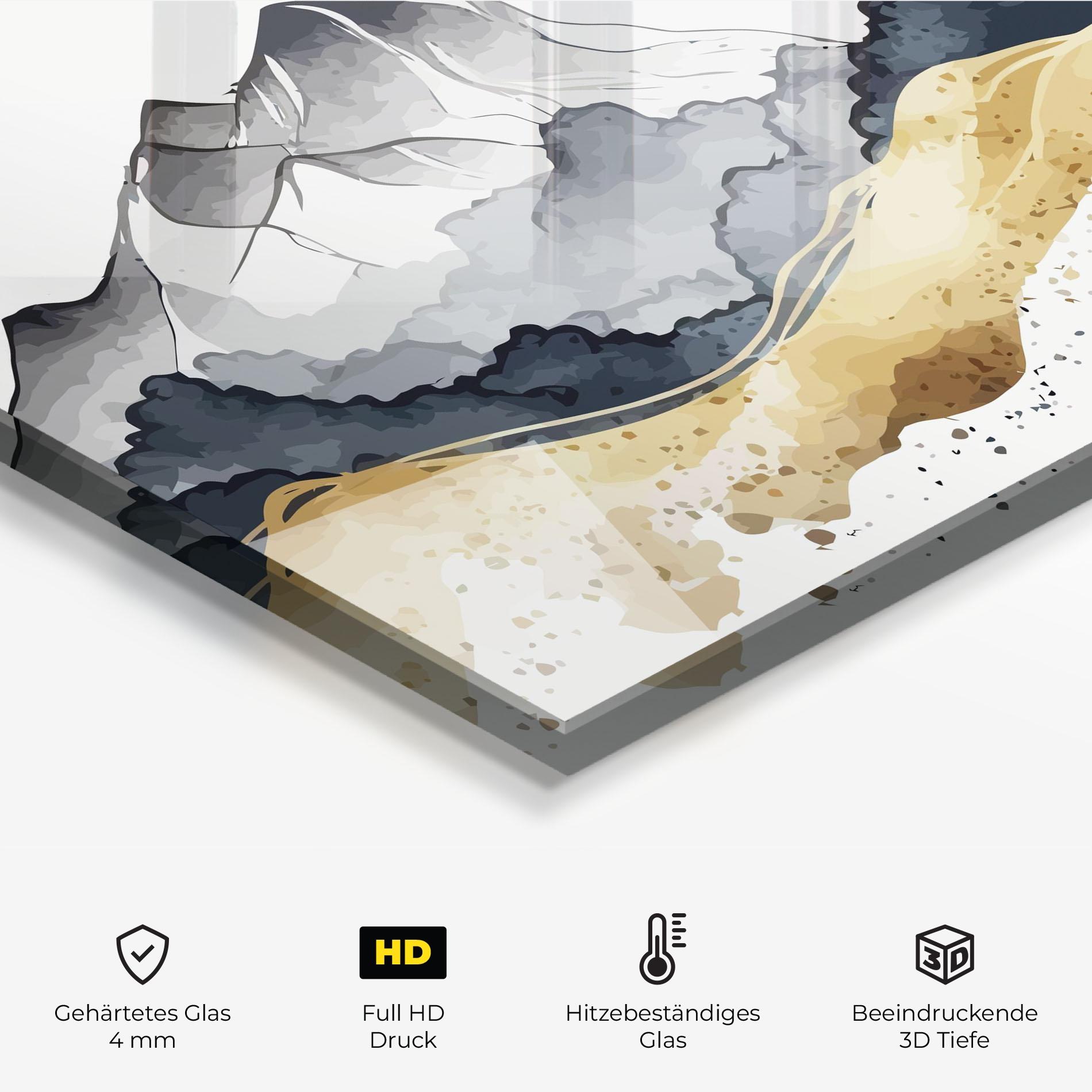 Küchenrückwand Glas Grey Gold Mountain mockup 2