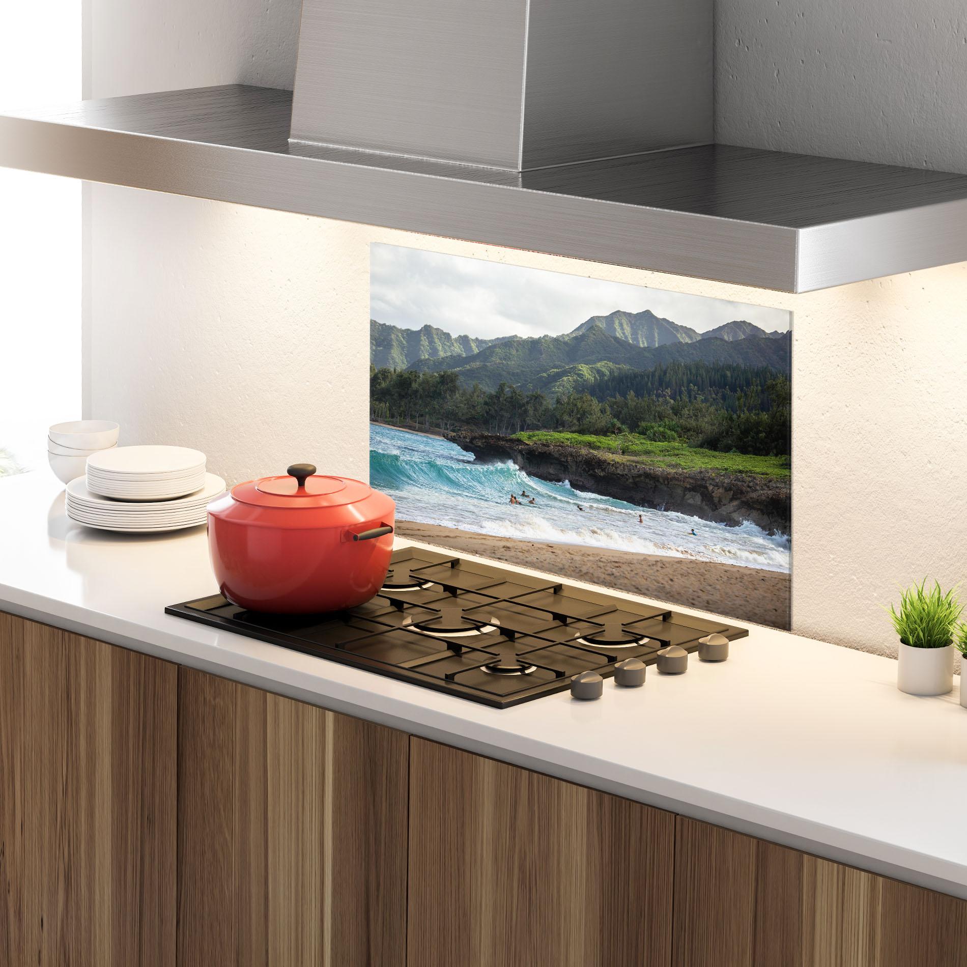 Küchenrückwand Glas Fun Waves mockup 4