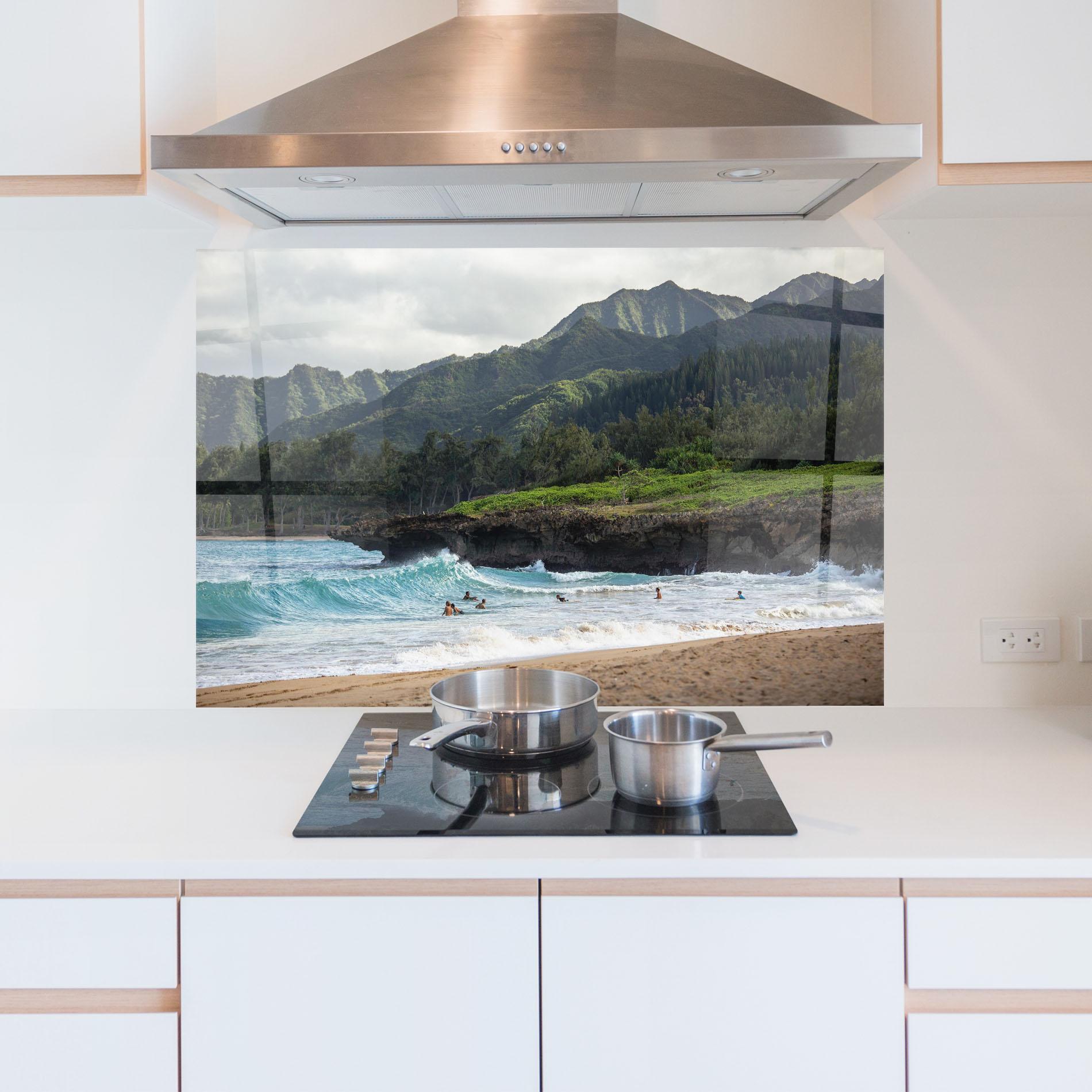 Küchenrückwand Glas Fun Waves mockup 5