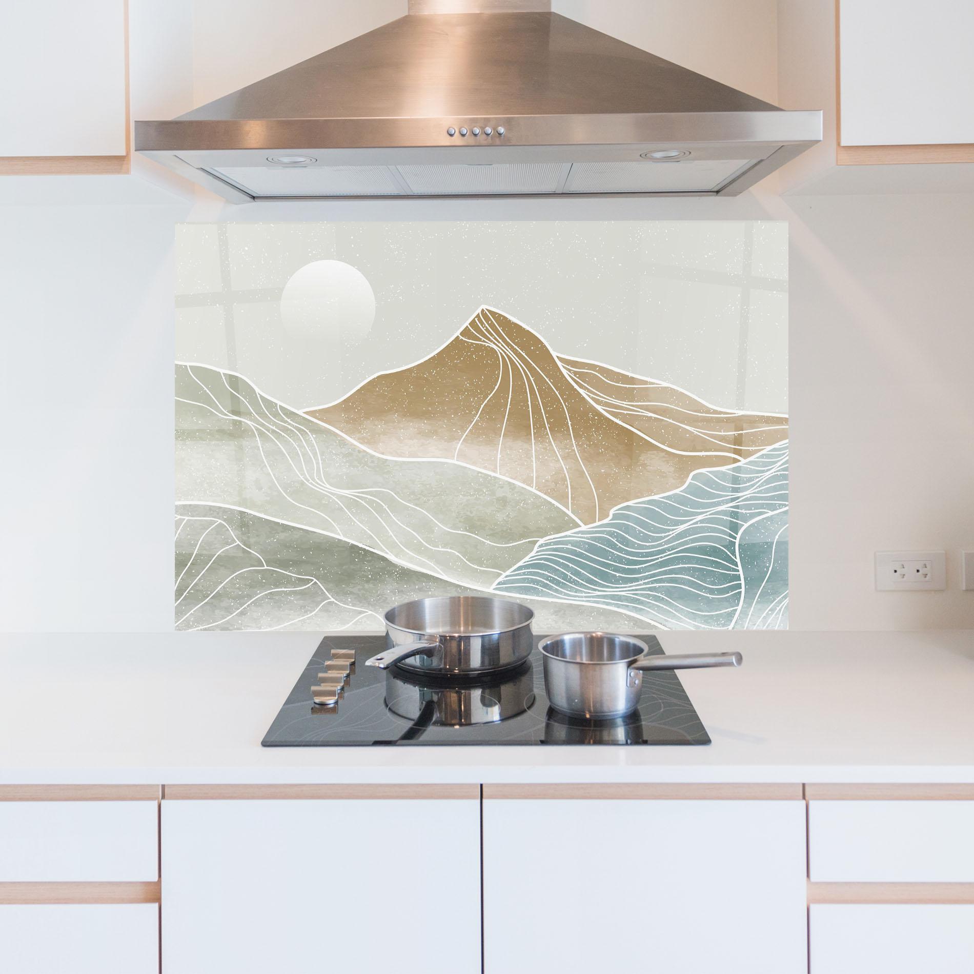 Küchenrückwand Glas Minimal Mountain mockup 5