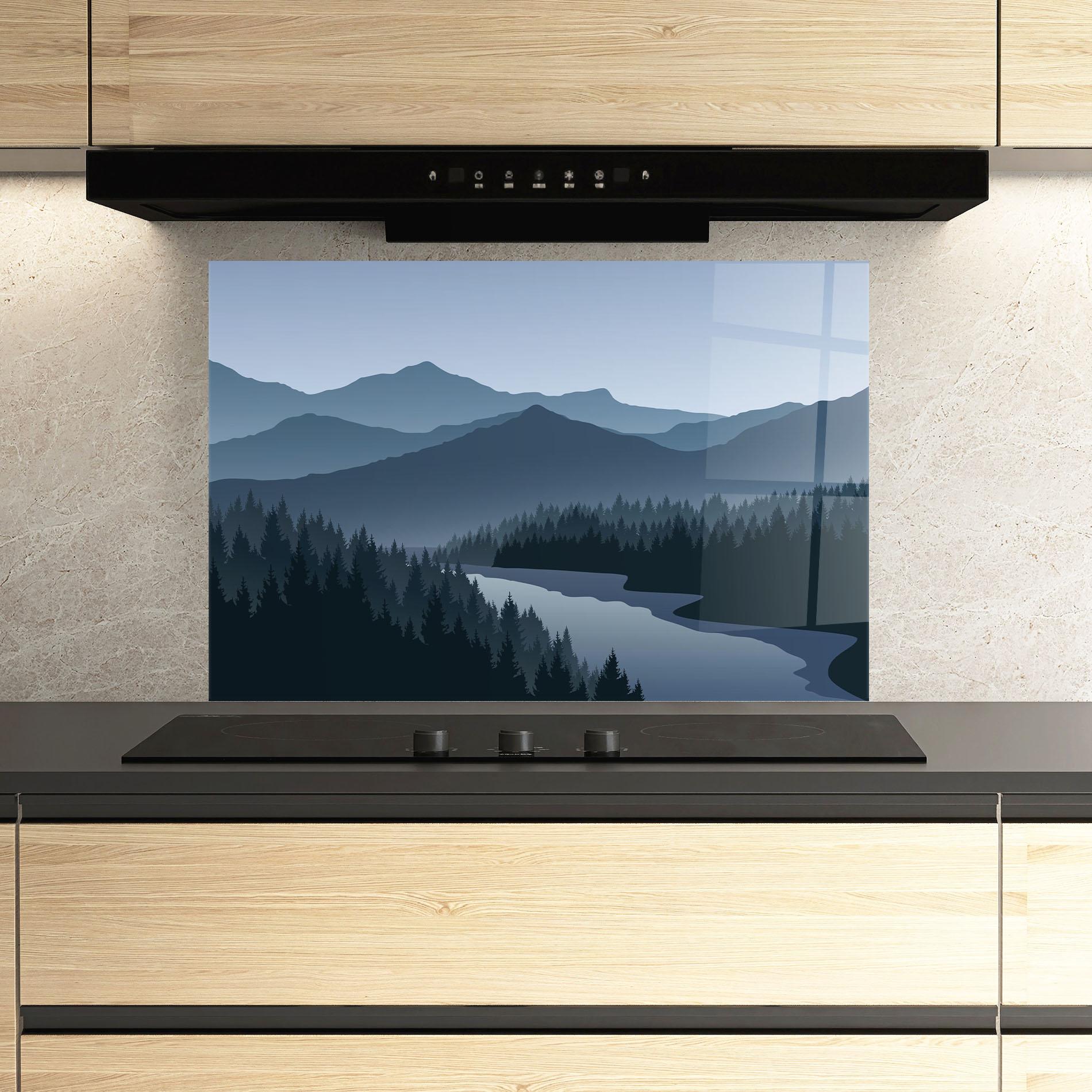 Küchenrückwand Glas Grey Mountain mockup 3