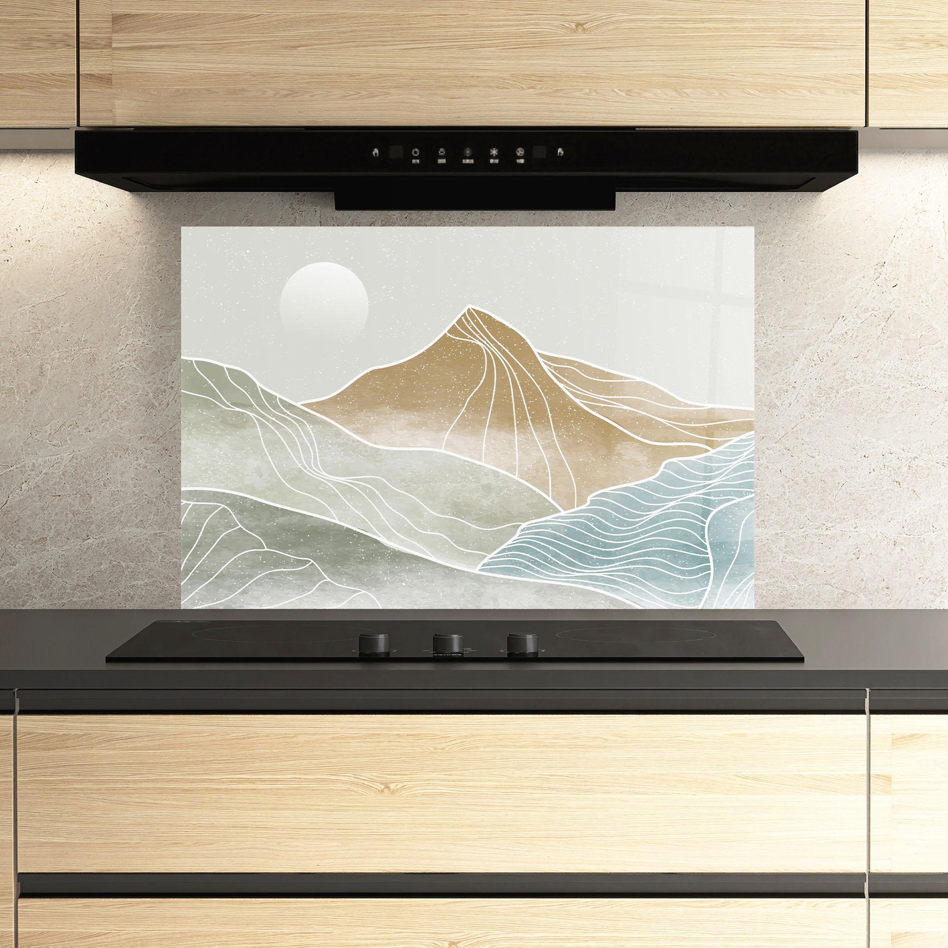 Küchenrückwand Glas Minimal Mountain mockup 3