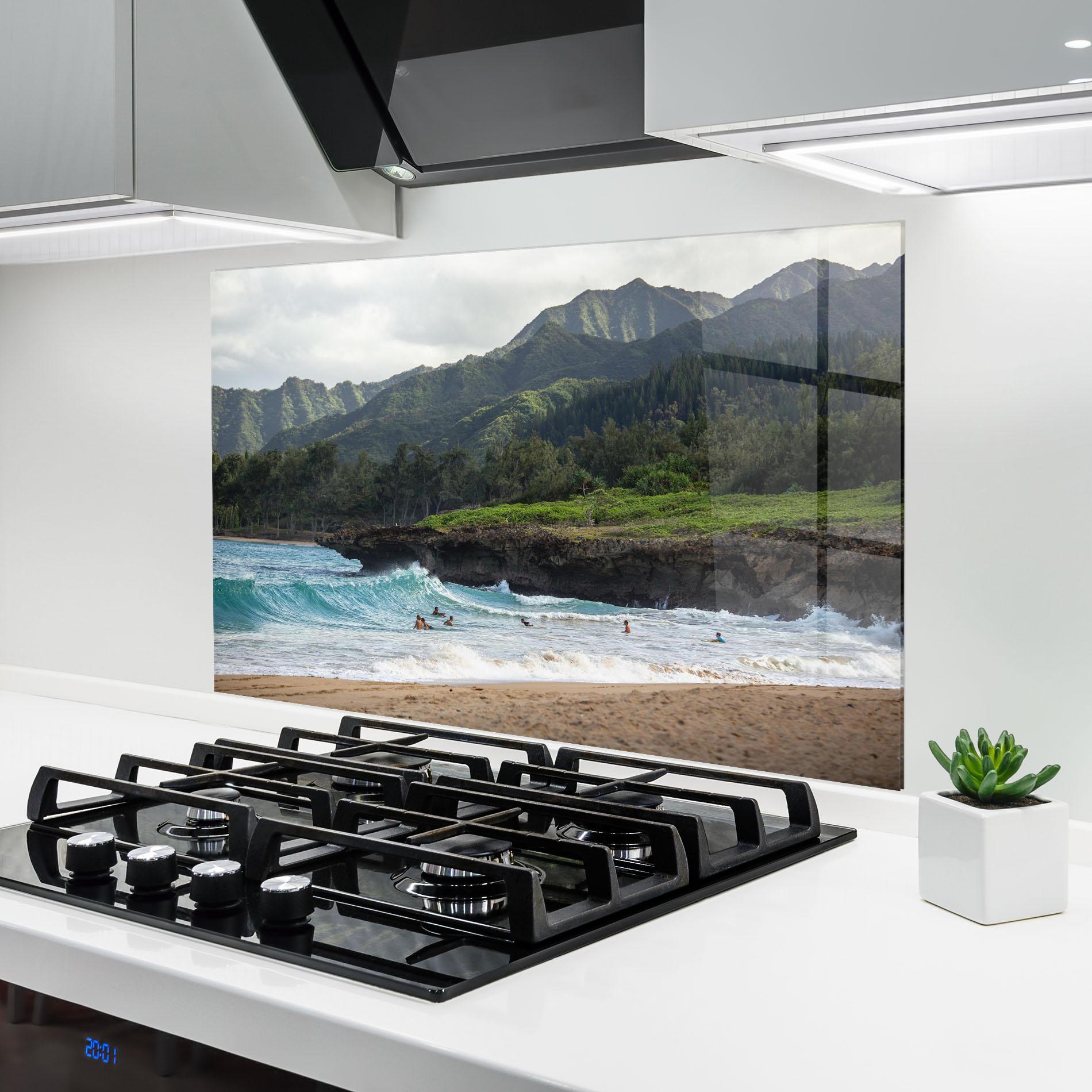 Küchenrückwand Glas Fun Waves mockup 6