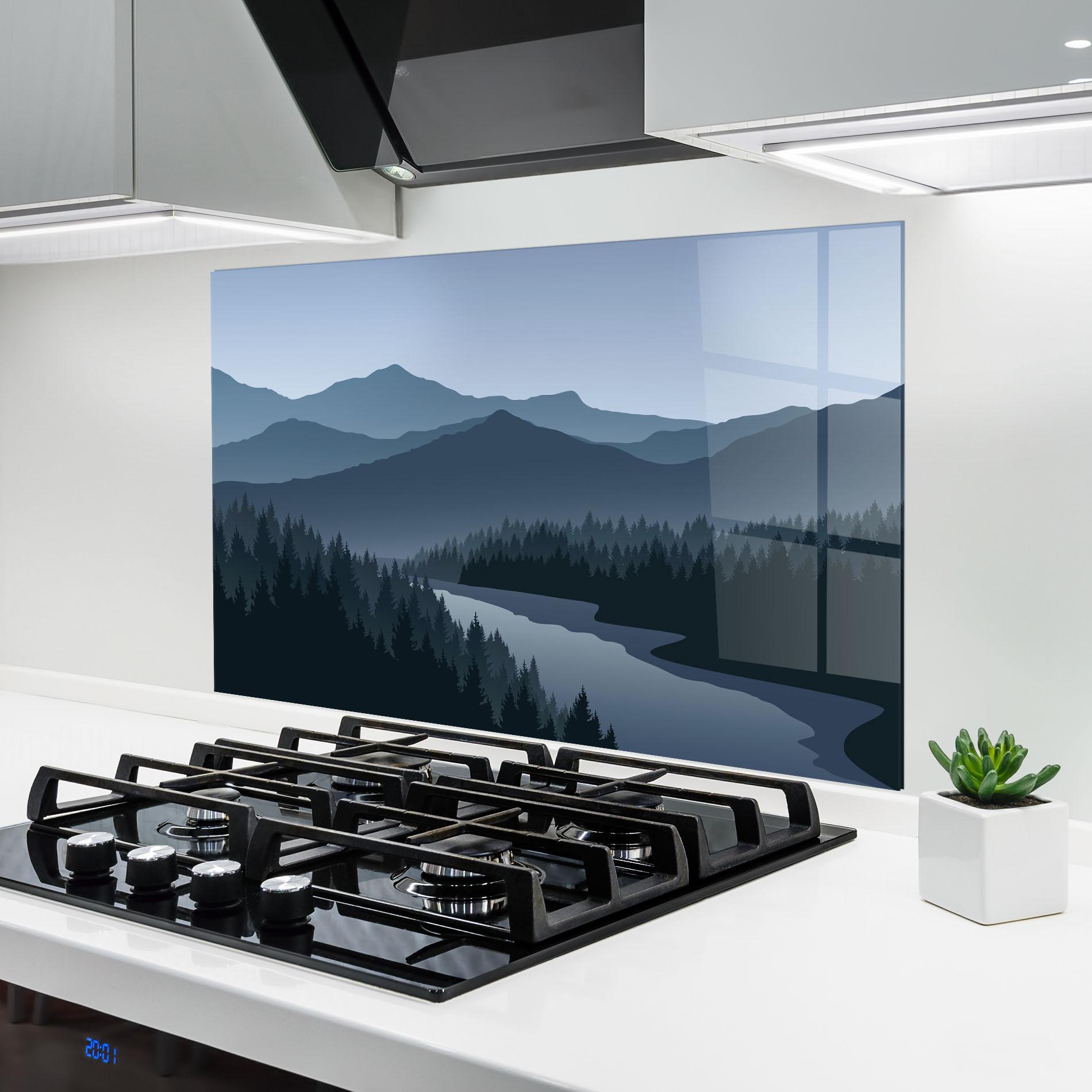 Küchenrückwand Glas Grey Mountain mockup 6