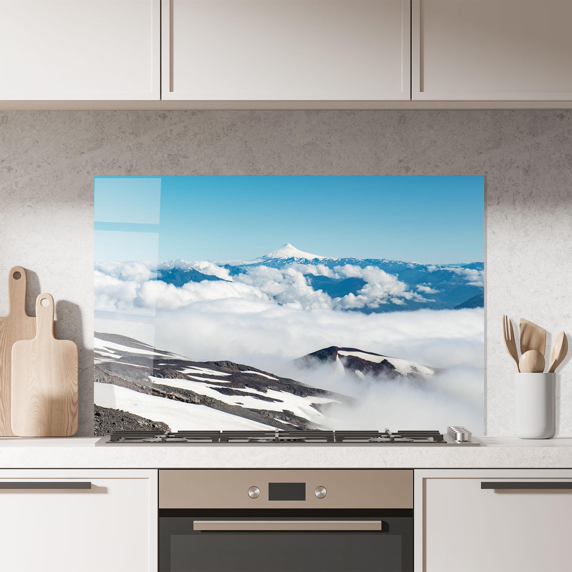 Küchenrückwand Glas Cloudy High View mockup 7