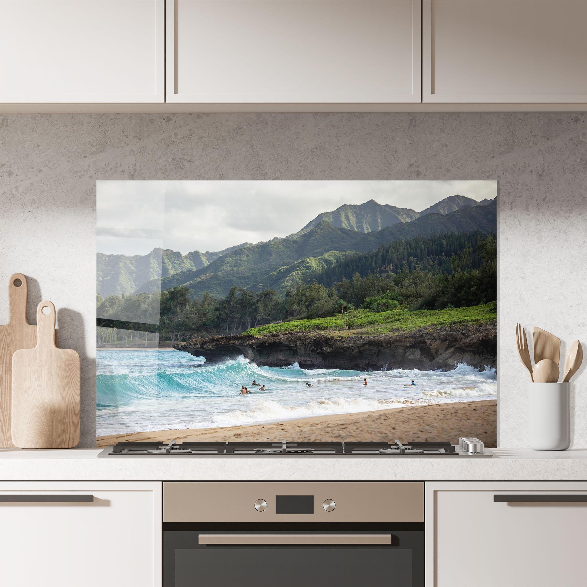 Küchenrückwand Glas Fun Waves mockup 7