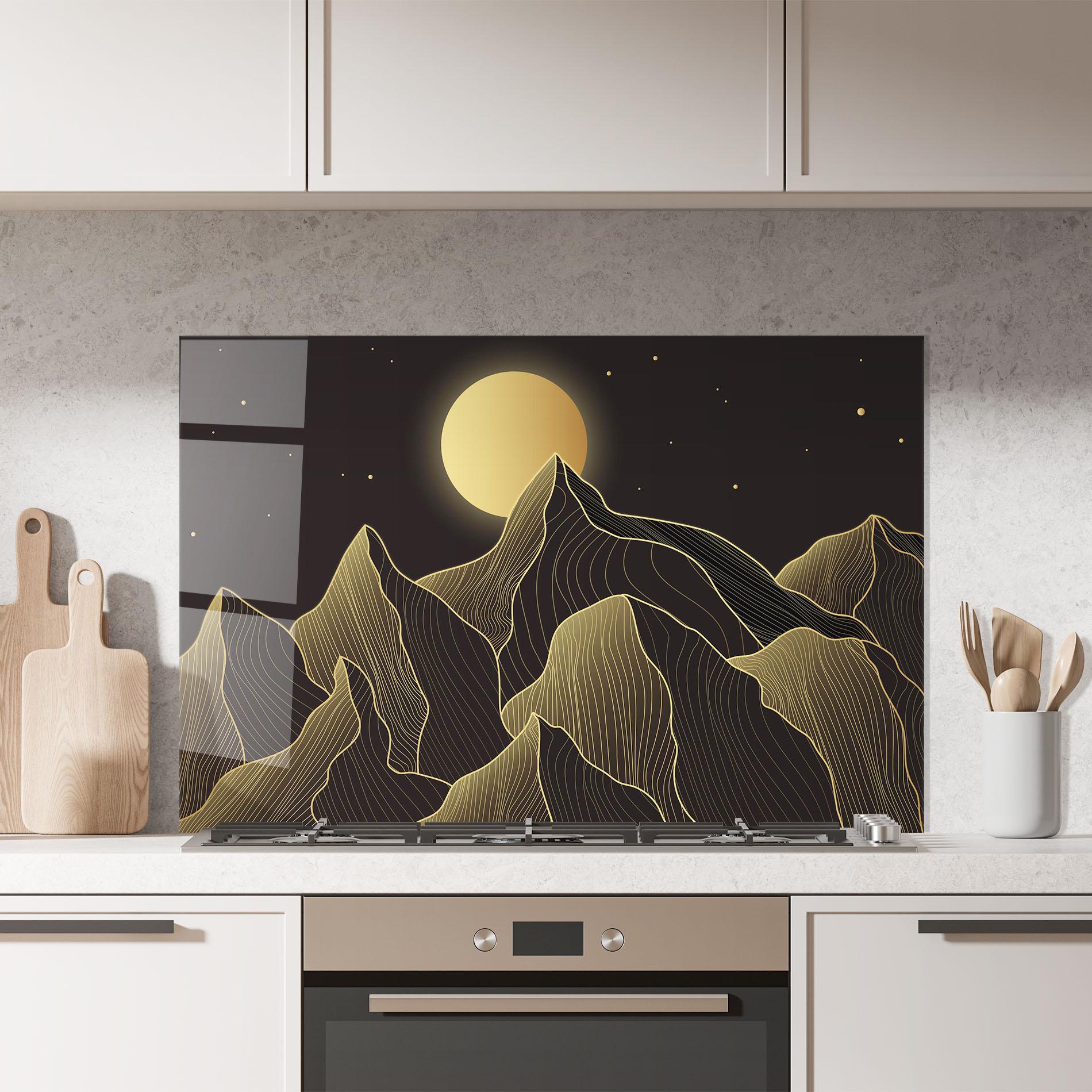 Küchenrückwand Glas Gold Shiny Moon mockup 7