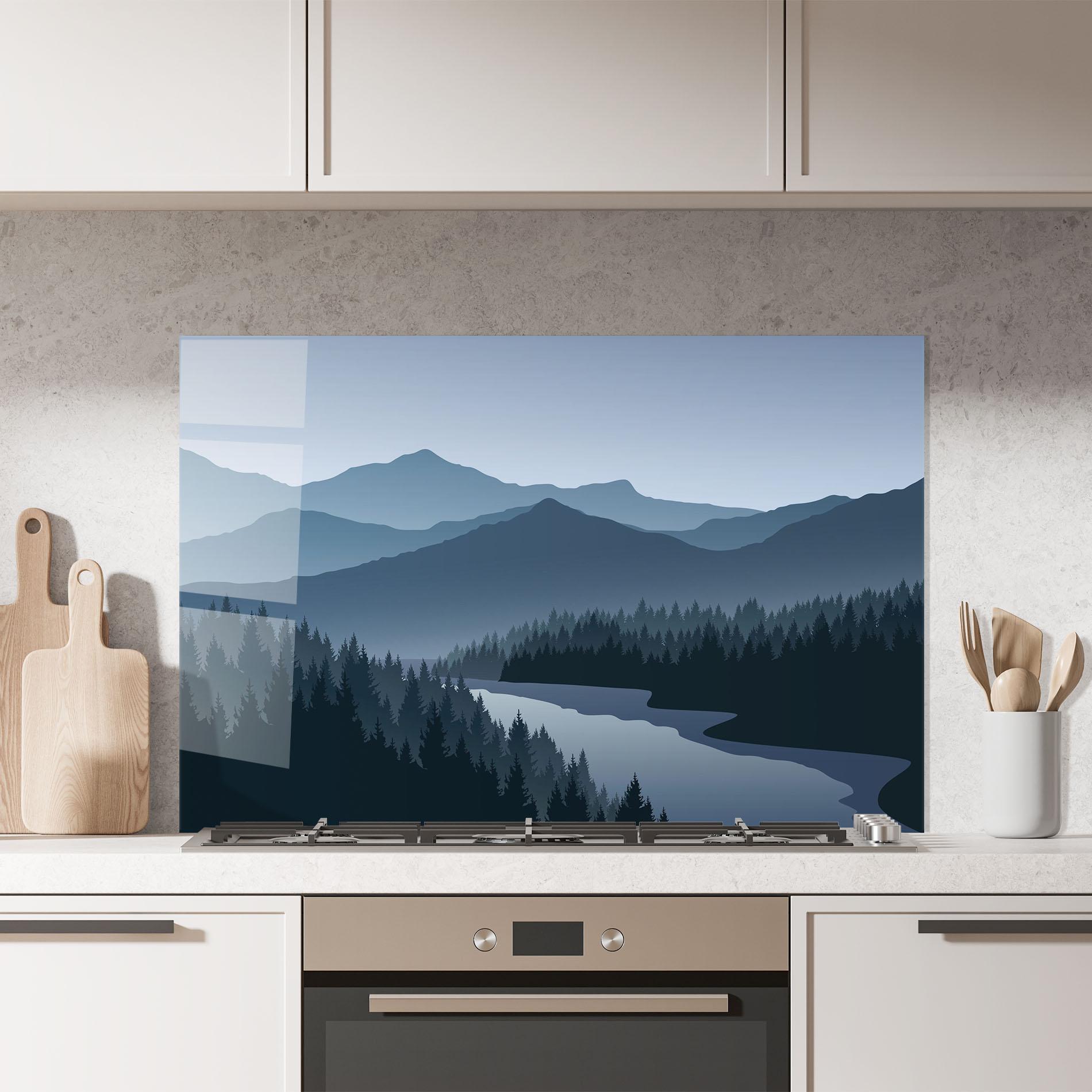 Küchenrückwand Glas Grey Mountain mockup 7