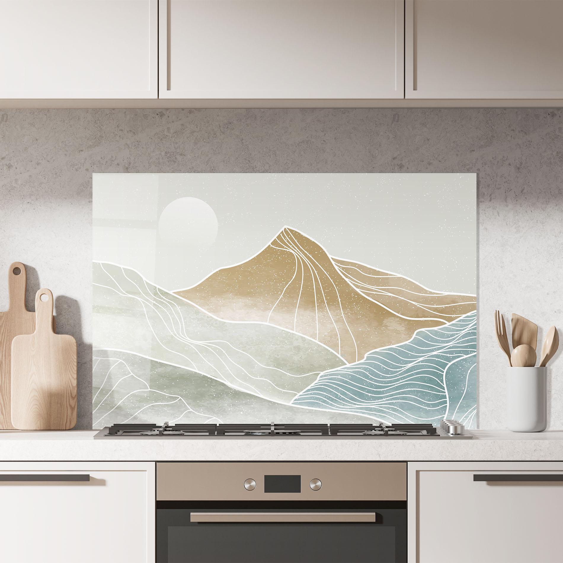 Küchenrückwand Glas Minimal Mountain mockup 7