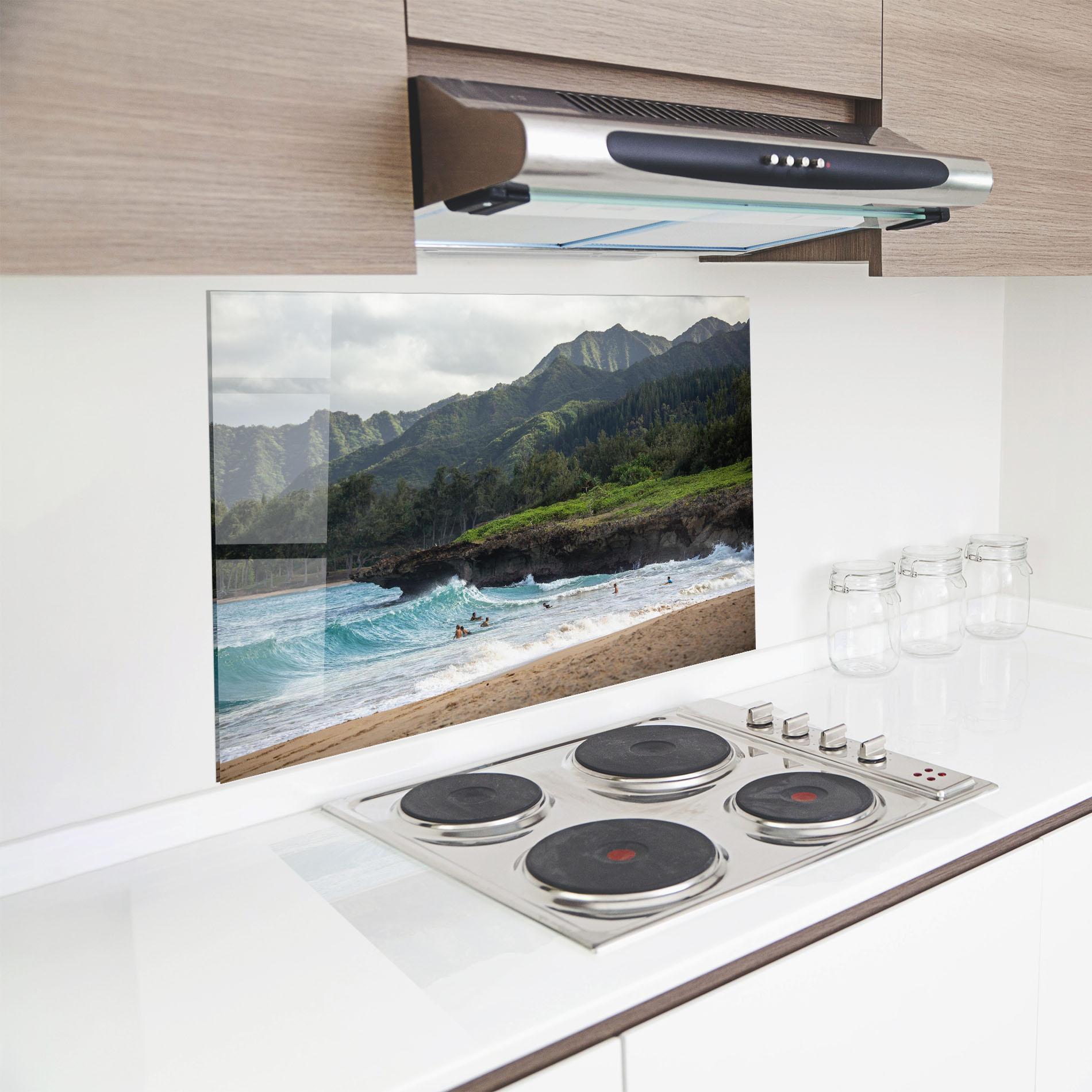 Küchenrückwand Glas Fun Waves mockup 8