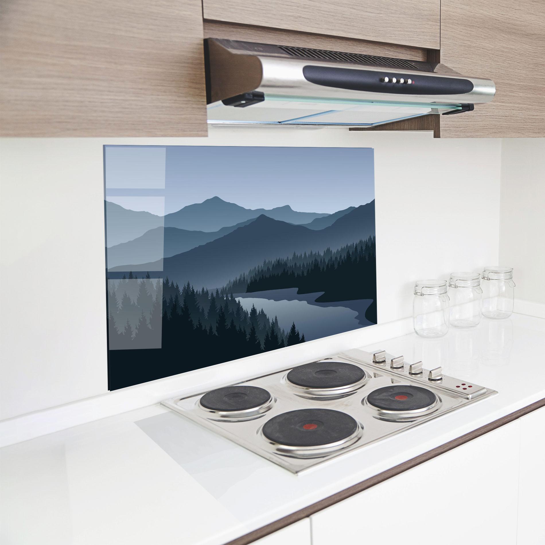 Küchenrückwand Glas Grey Mountain mockup 8