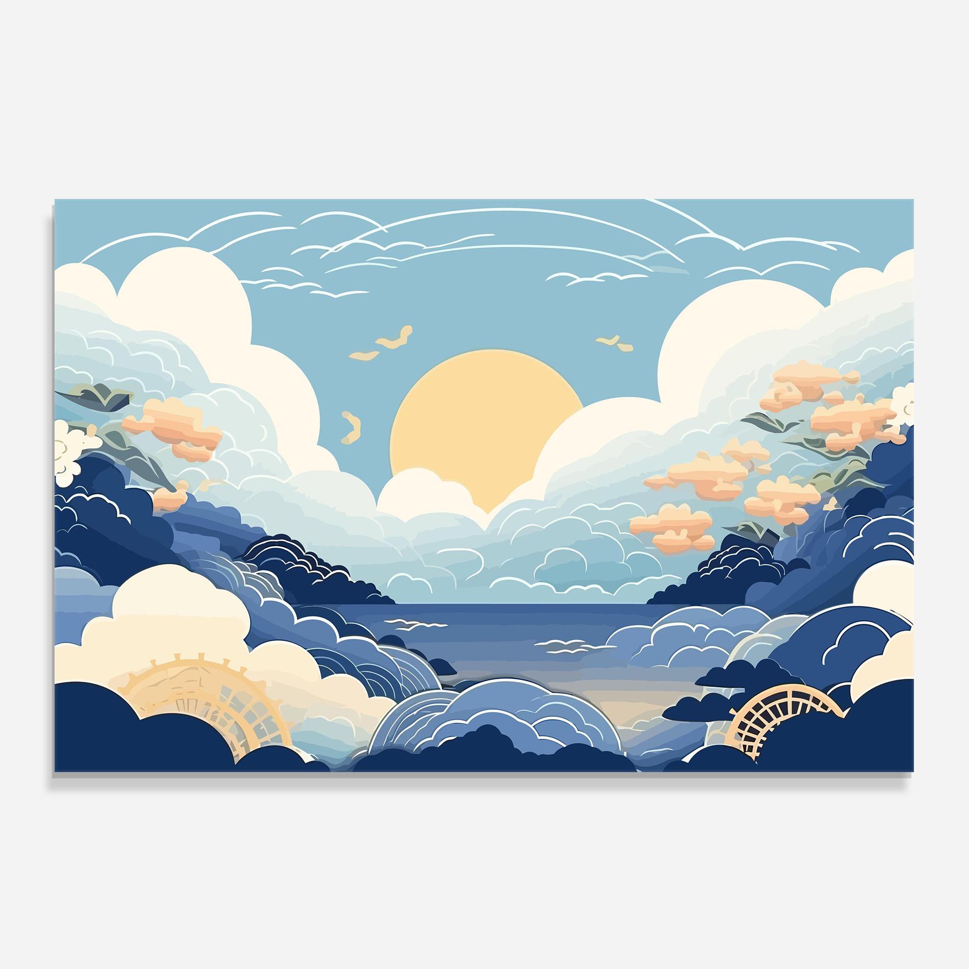 Küchenrückwand Glas Big White Clouds mockup 0