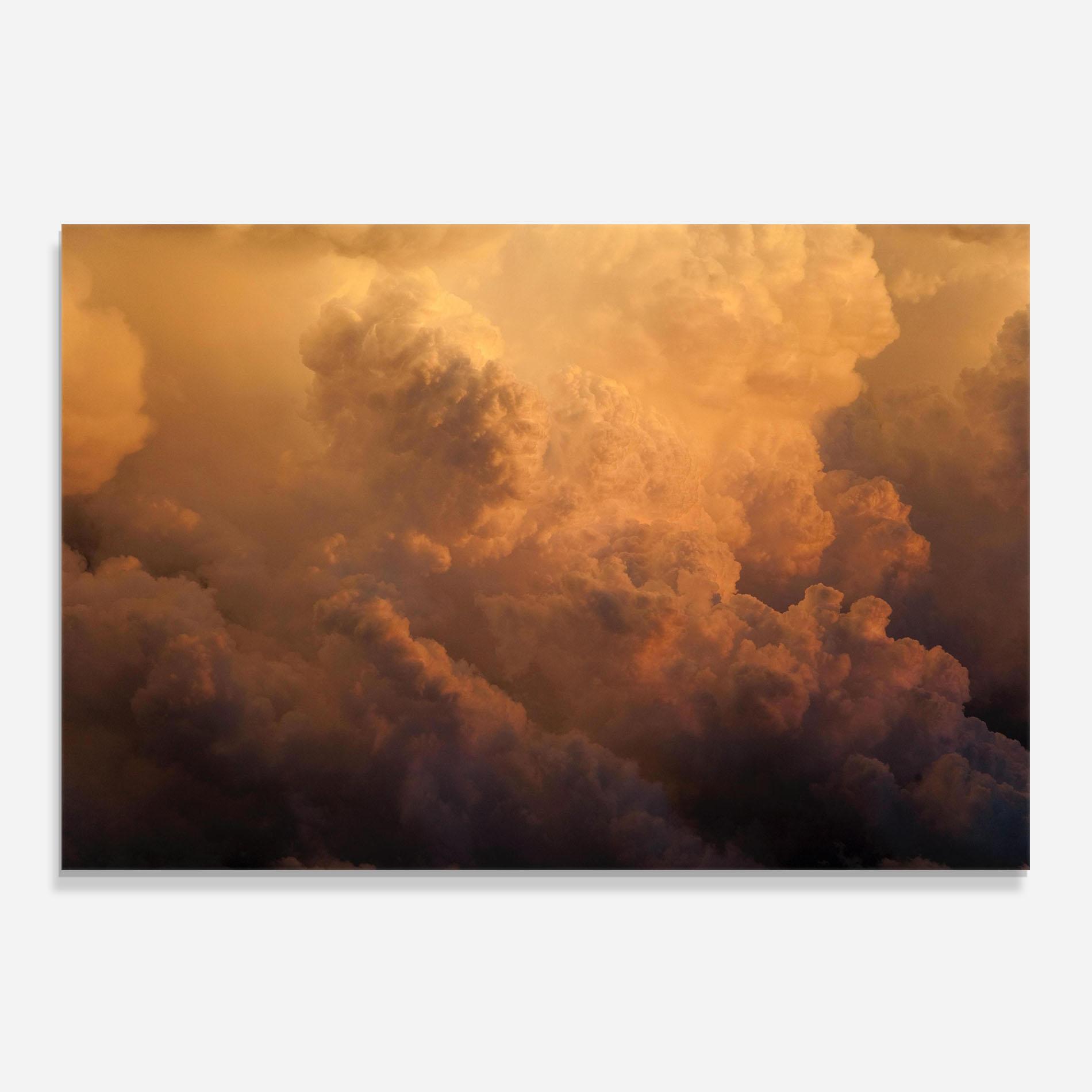 Küchenrückwand Glas Brown Orange Clouds mockup 0