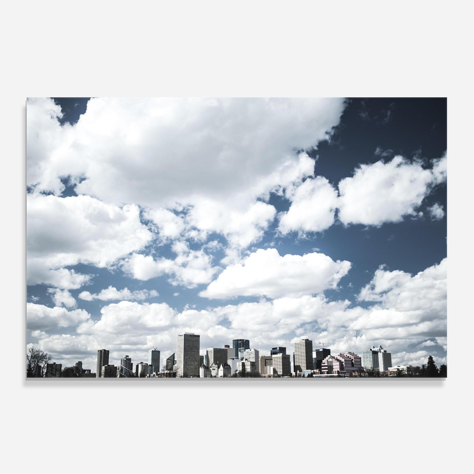 Küchenrückwand Glas Clouds Over City mockup 0