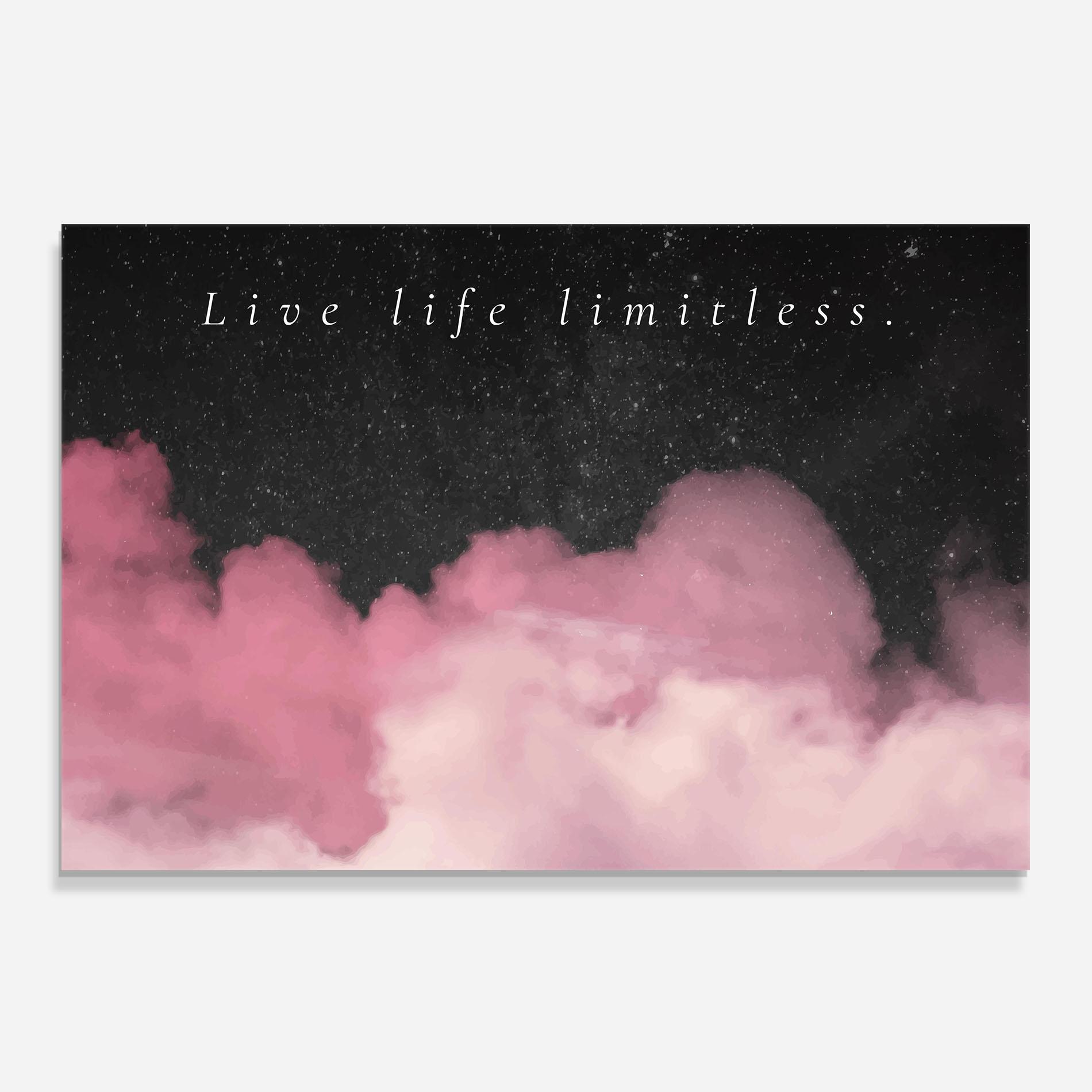 Küchenrückwand Glas Clouds Text Pink mockup 0