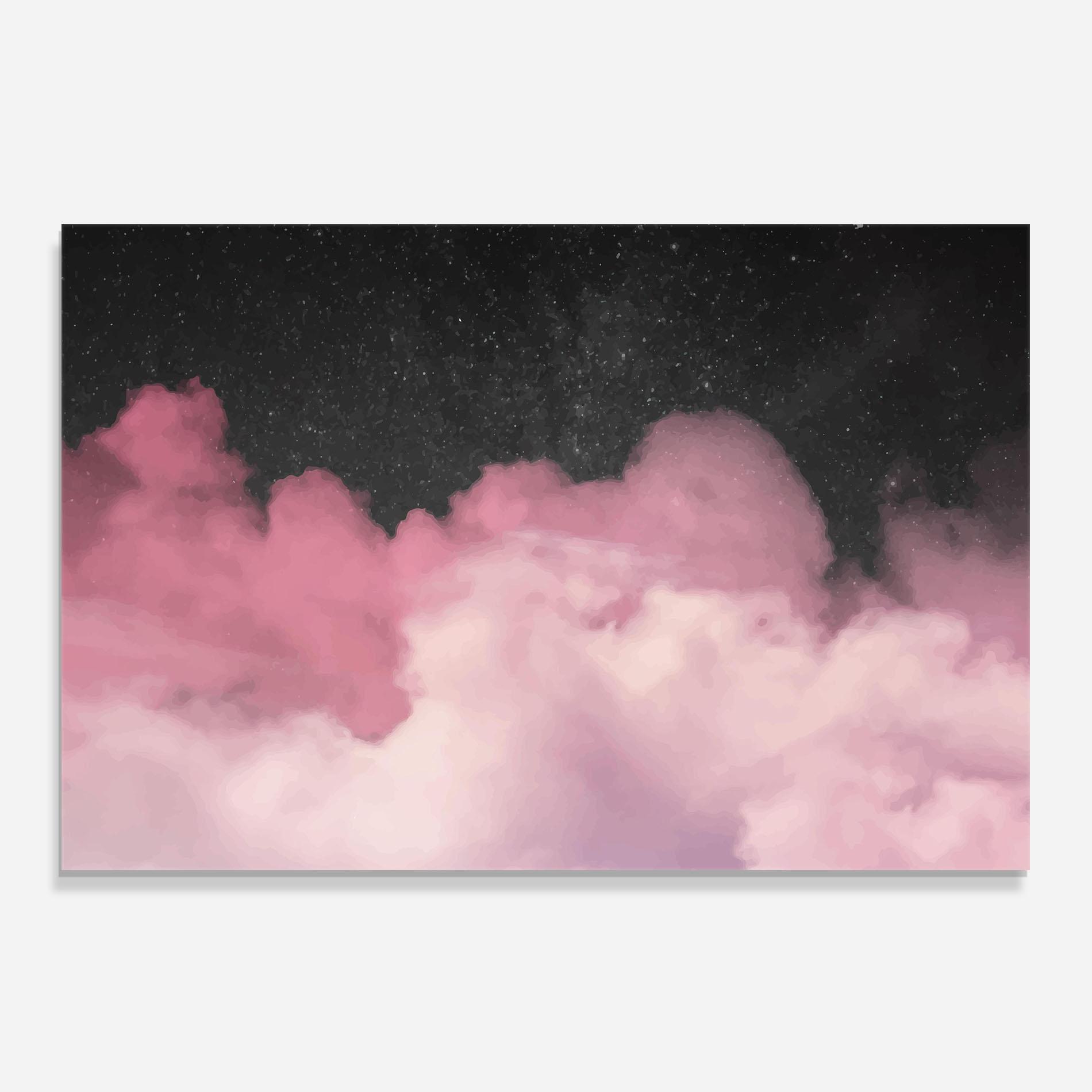 Küchenrückwand Glas Clouds Watercolor Purple mockup 0