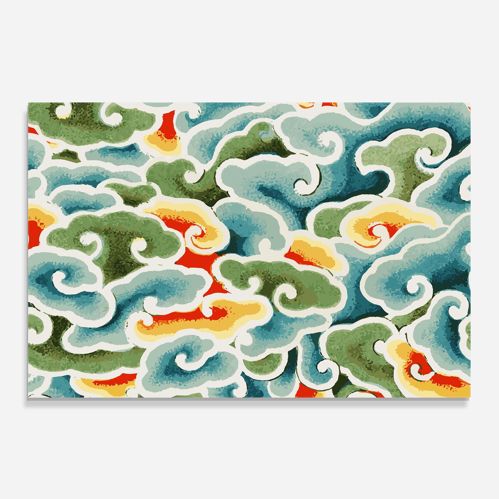 Küchenrückwand Glas Green Blue Clouds mockup 0