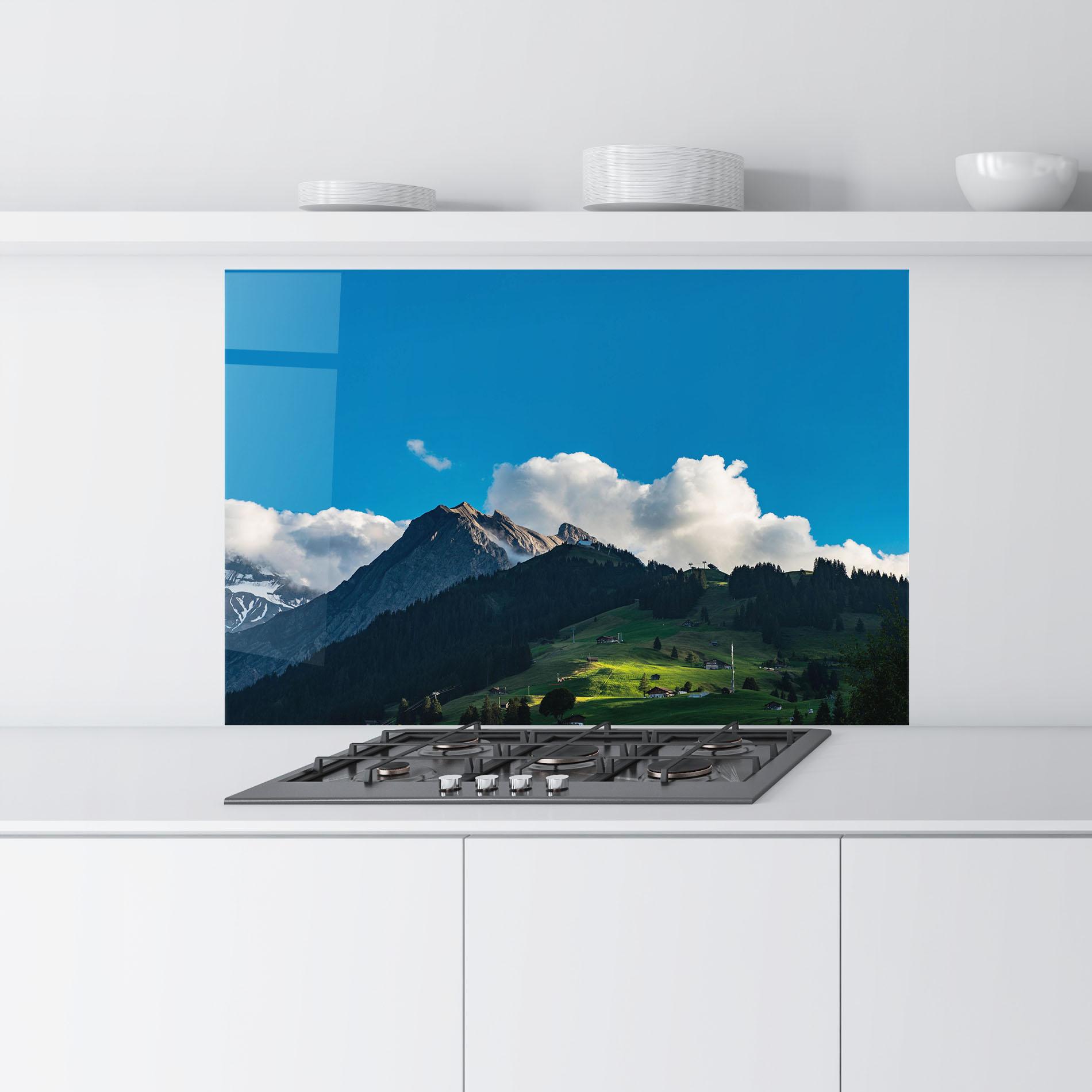Küchenrückwand Glas Beautiful Mountain Cloud View mockup 9