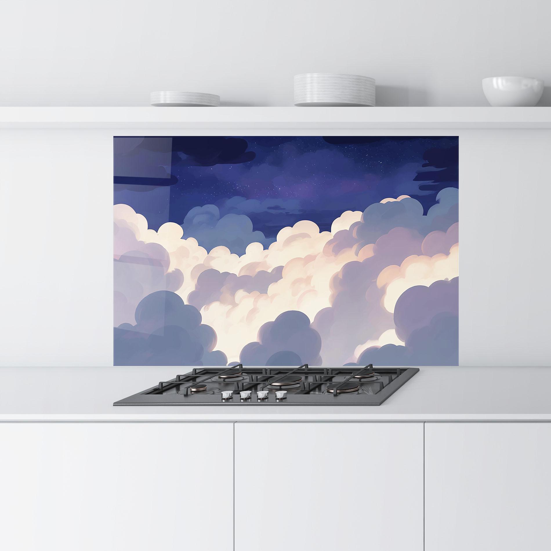 Küchenrückwand Glas Cloud Art mockup 9