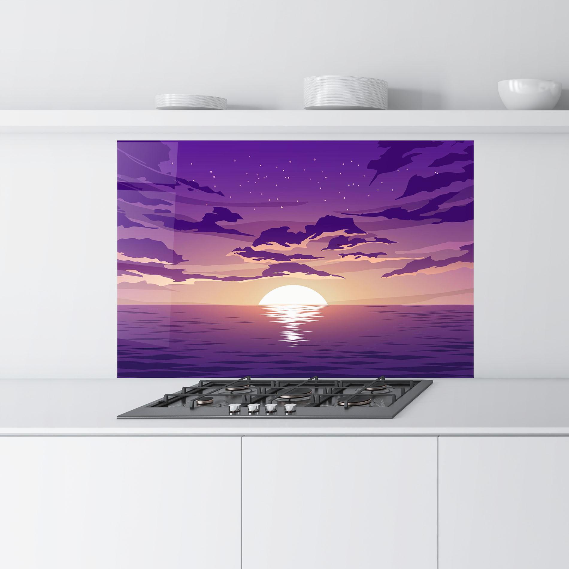 Küchenrückwand Glas Cloud Purple mockup 9