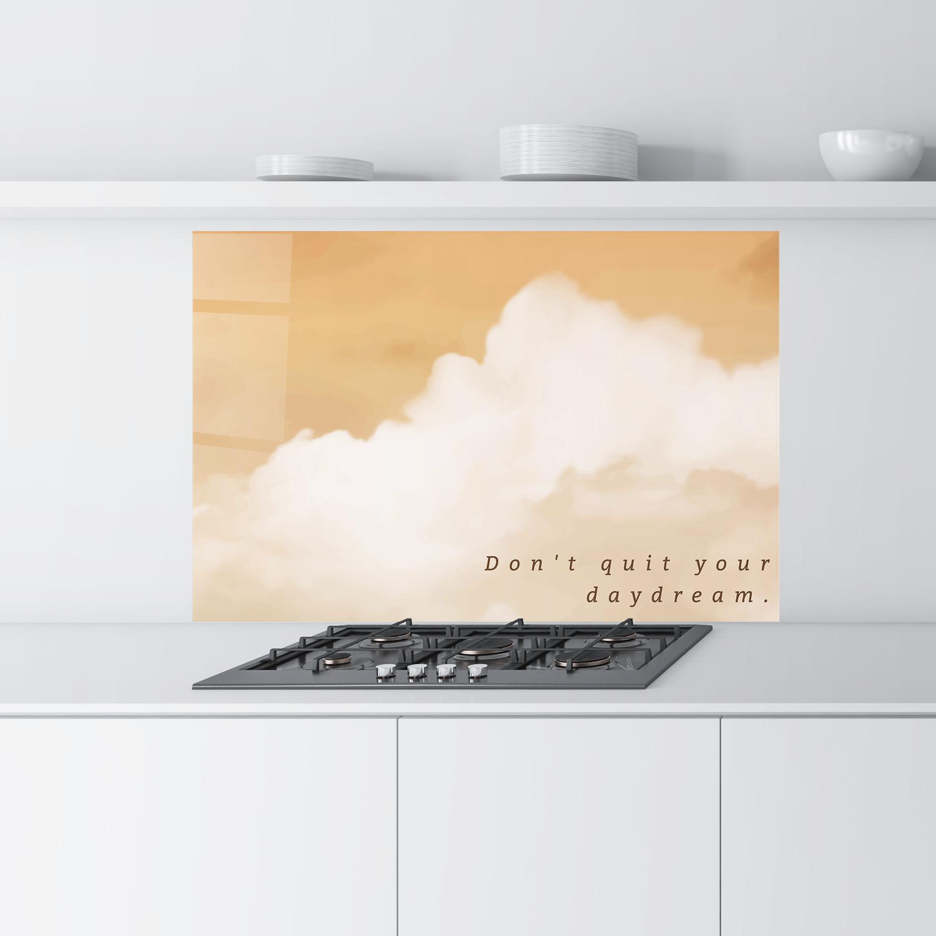 Küchenrückwand Glas Clouds Text mockup 9