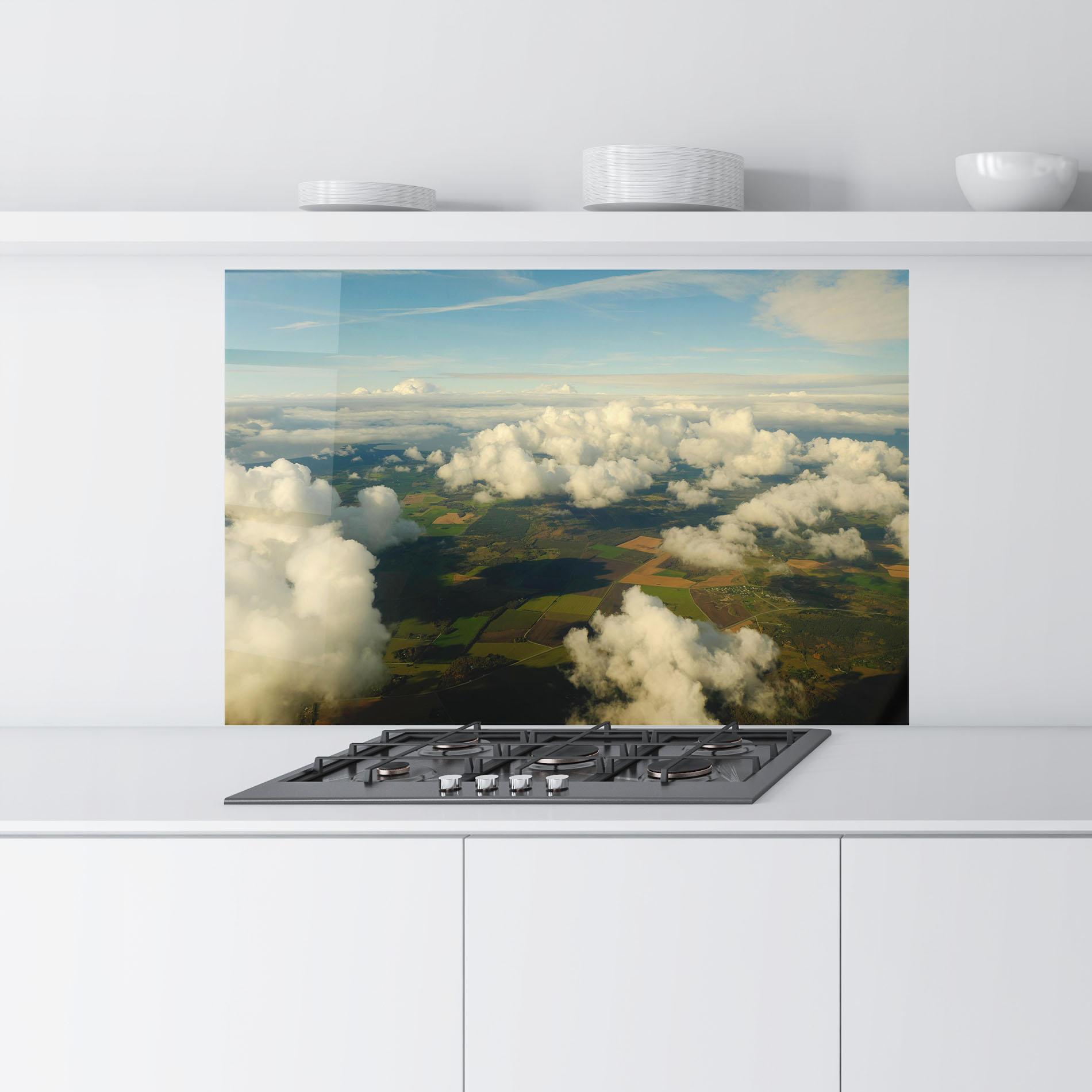 Küchenrückwand Glas Clouds View From Plane mockup 9