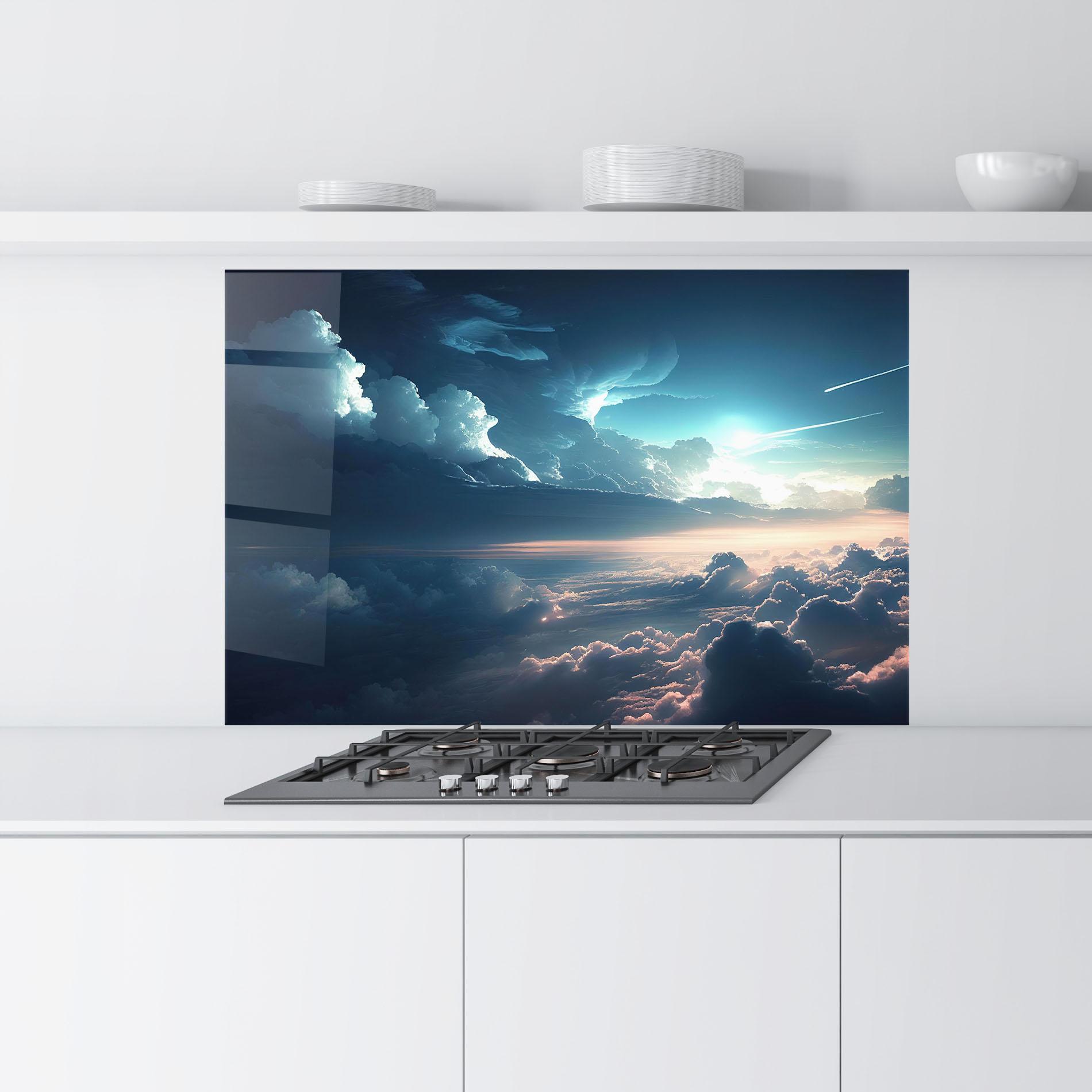 Küchenrückwand Glas Dark Clouds mockup 9