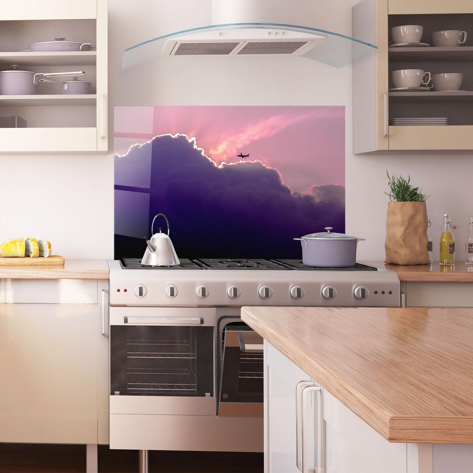 Küchenrückwand Glas Big Purple Cloud mockup 1