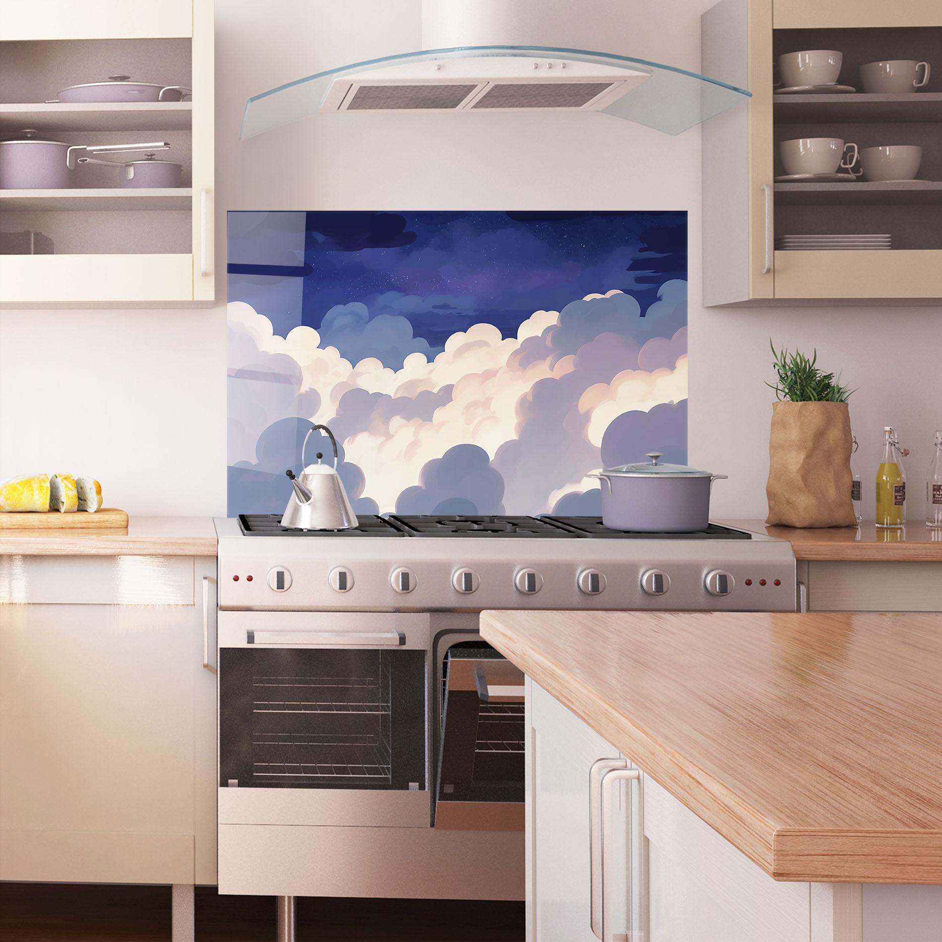 Küchenrückwand Glas Cloud Art mockup 1