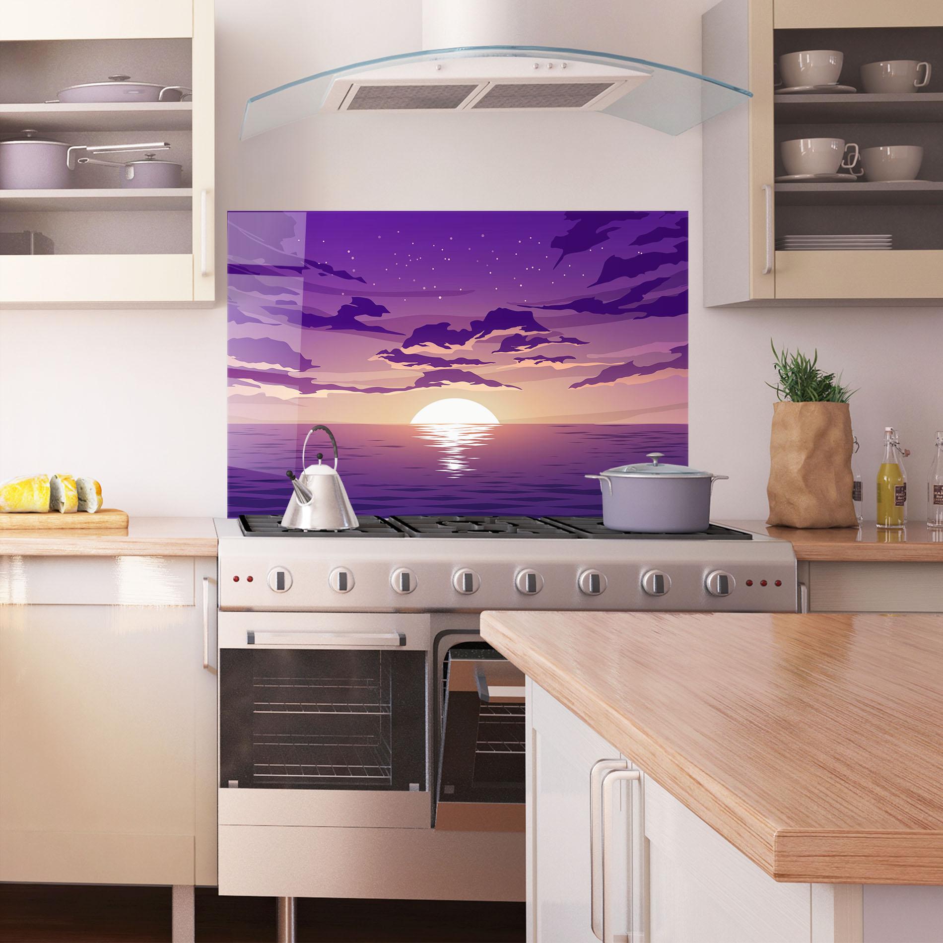 Küchenrückwand Glas Cloud Purple mockup 1