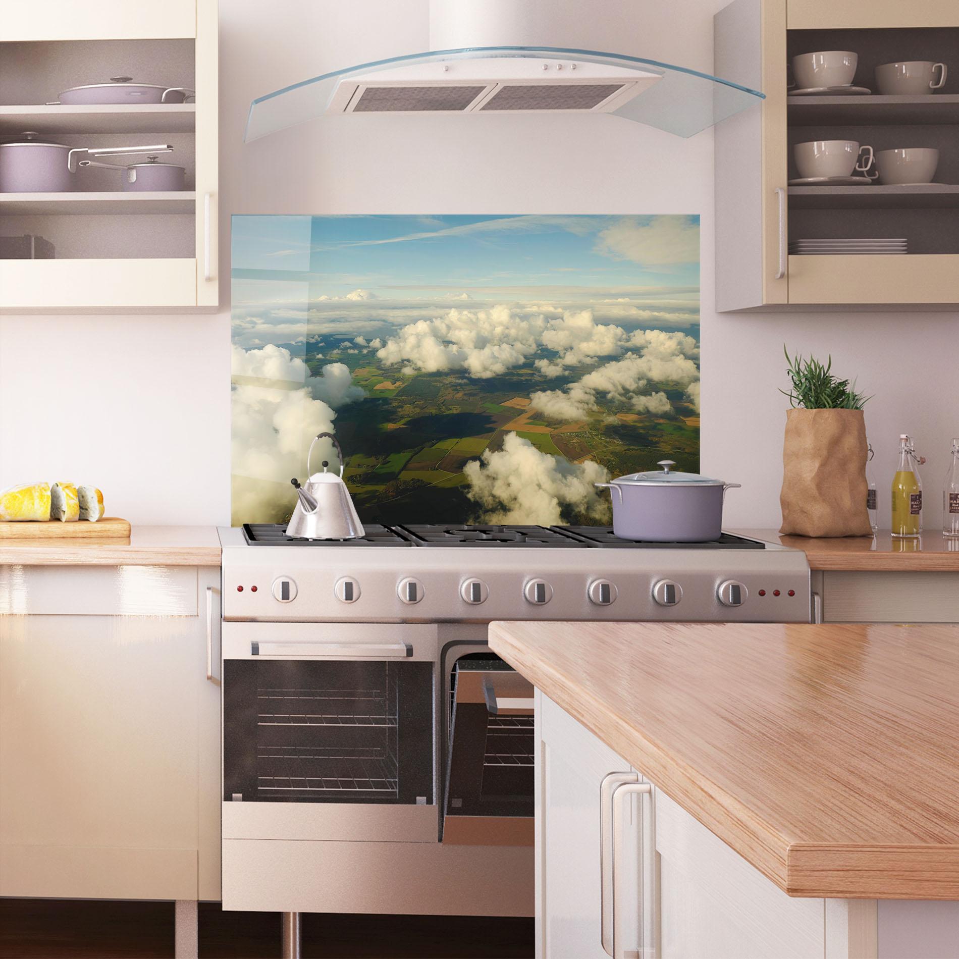 Küchenrückwand Glas Clouds View From Plane mockup 1