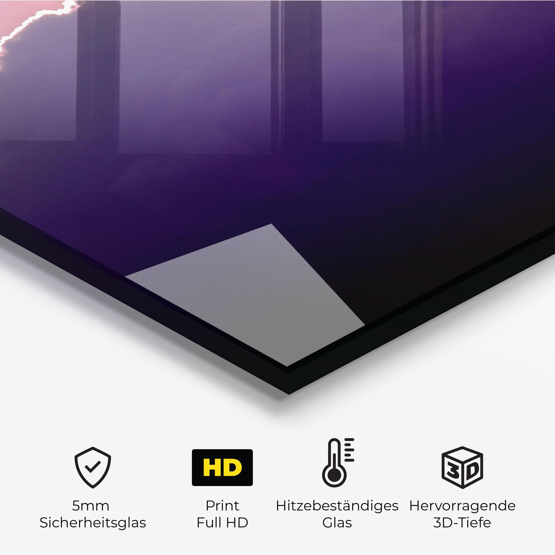 Küchenrückwand Glas Big Purple Cloud mockup 2