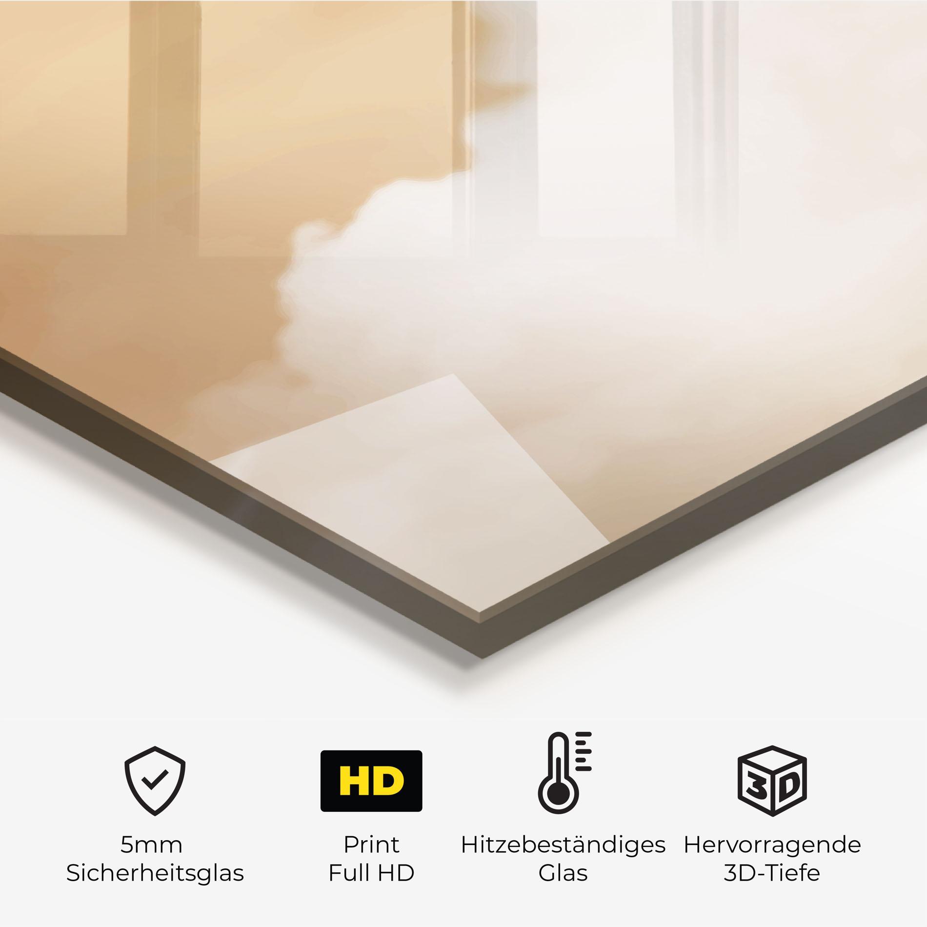 Küchenrückwand Glas Clouds Text mockup 2