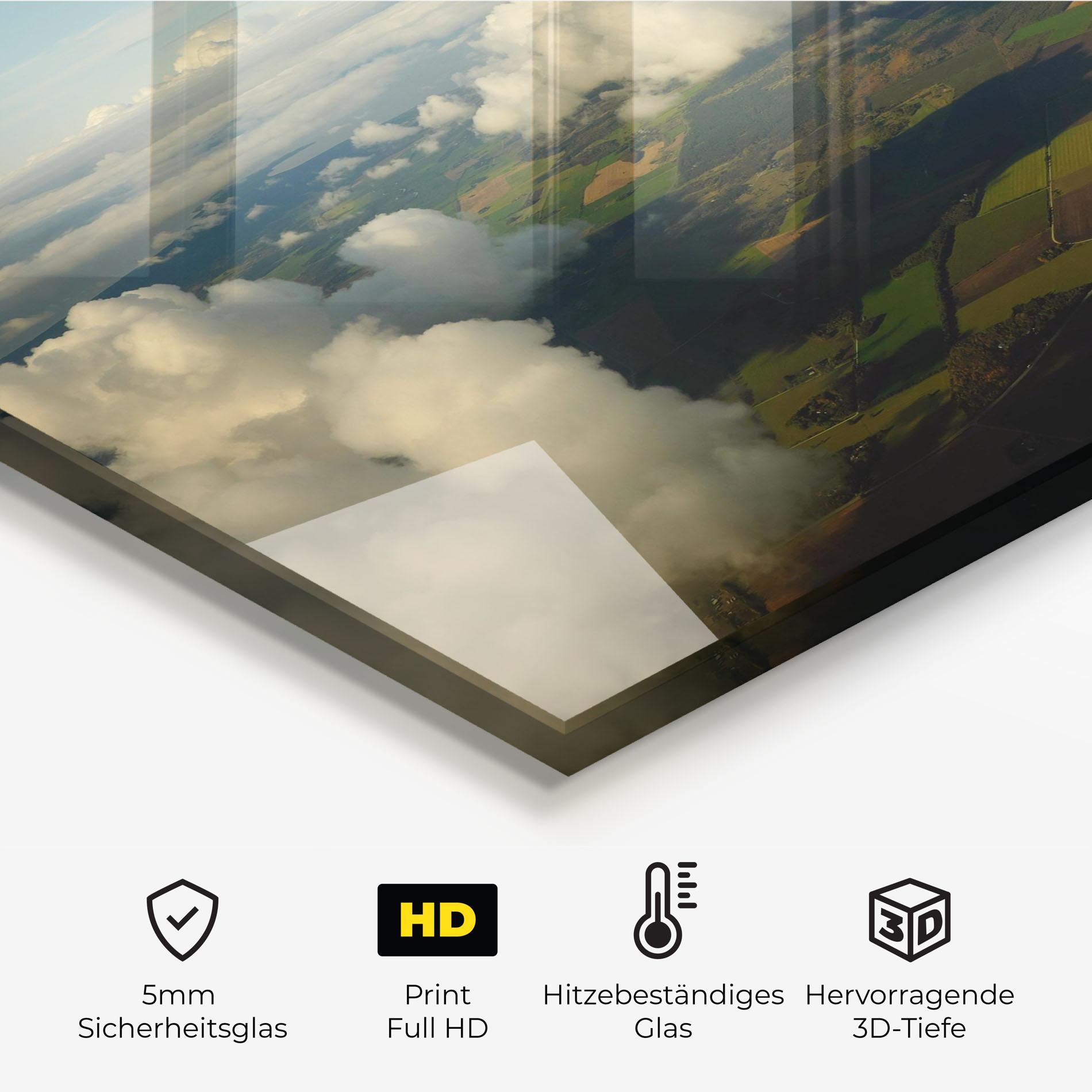 Küchenrückwand Glas Clouds View From Plane mockup 2