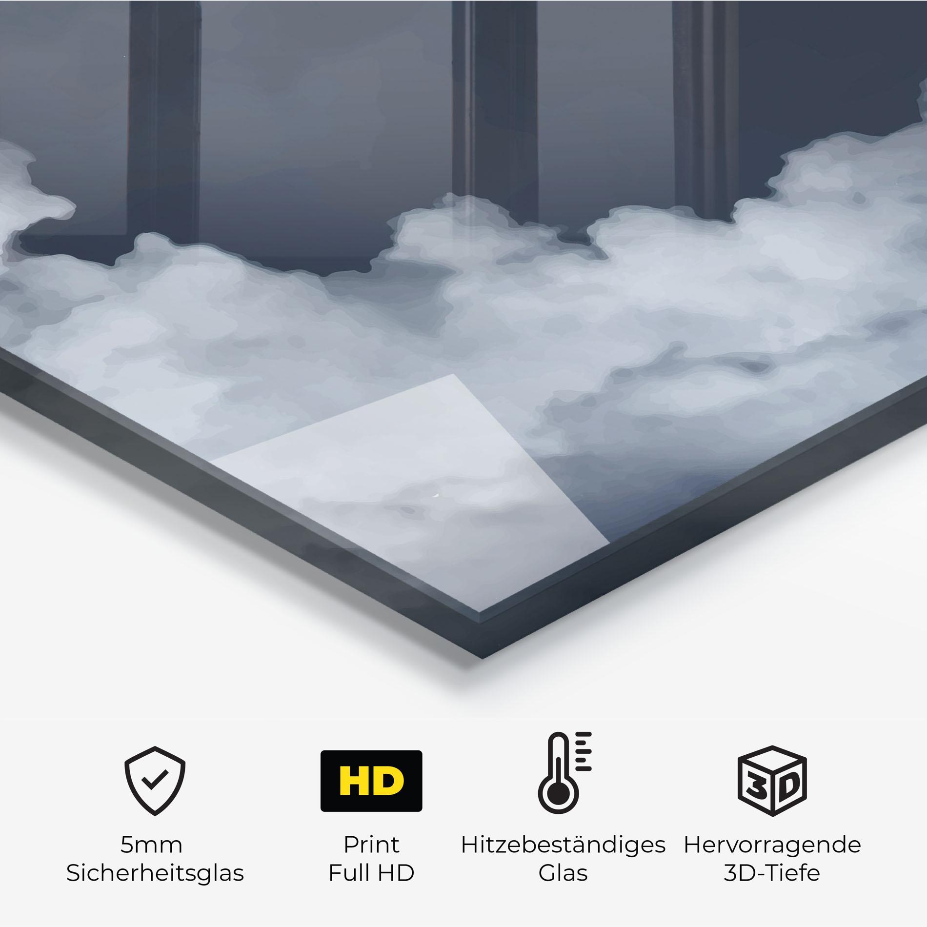 Küchenrückwand Glas Clouds Watercolor Black mockup 2