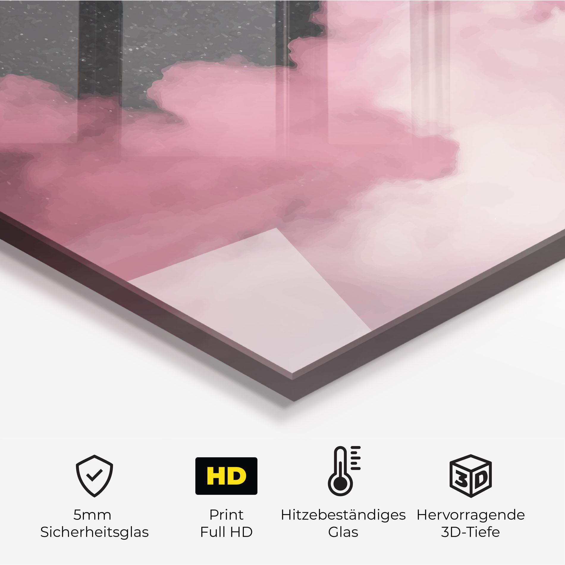 Küchenrückwand Glas Clouds Watercolor Purple mockup 2