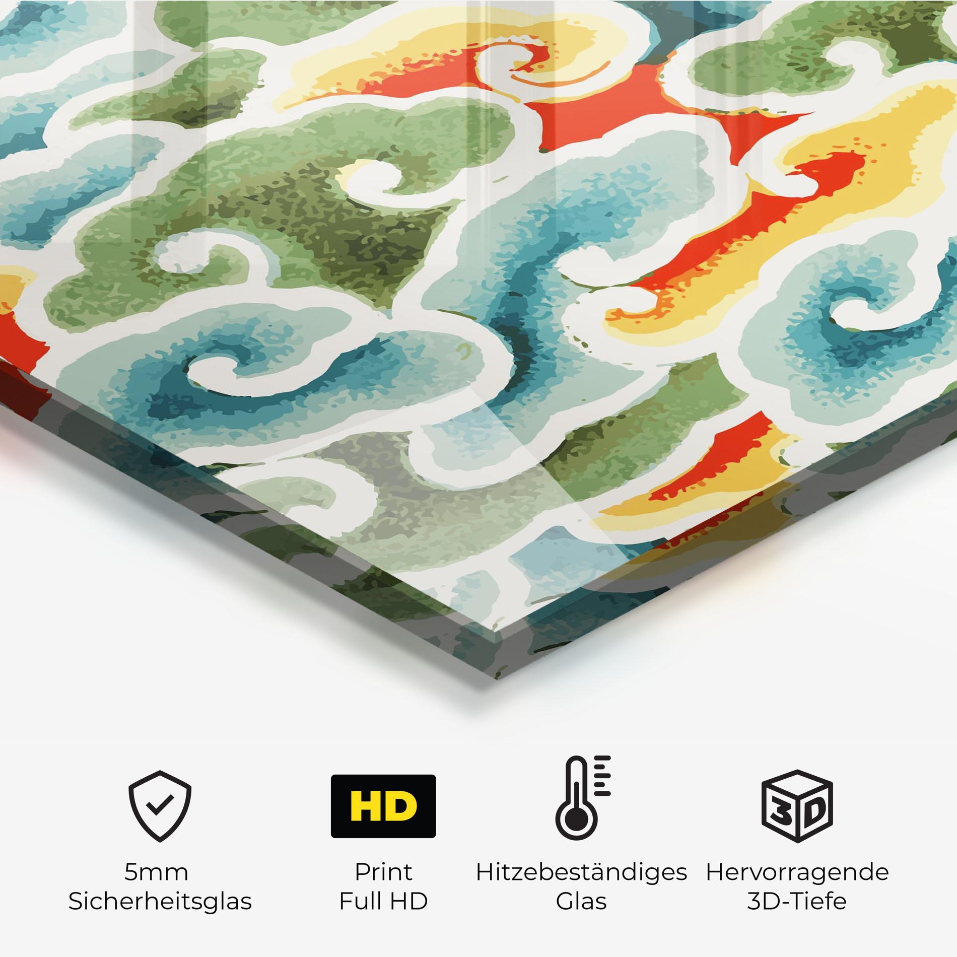 Küchenrückwand Glas Green Blue Clouds mockup 2