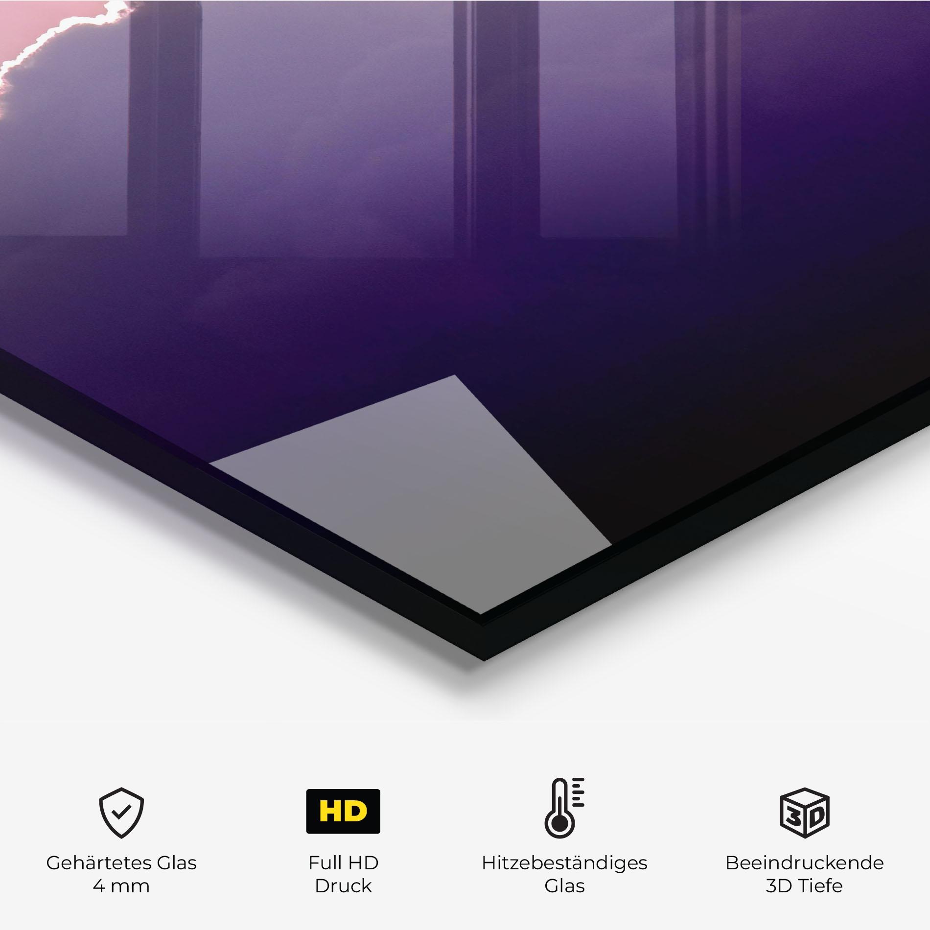 Küchenrückwand Glas Big Purple Cloud mockup 2